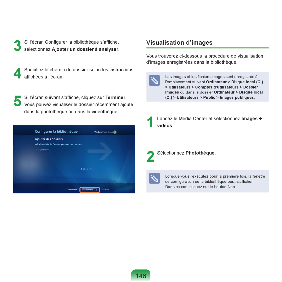 Samsung NP-R40FY00/SEF, NP-R40FY01/SEF, NP-R40FY03/SEF, NP-R40RY01/SEF, NP-R40FY05/SEF manual 146, Visualisation d’images 