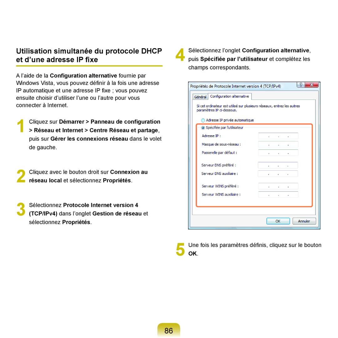 Samsung NP-R40RY01/SEF, NP-R40FY00/SEF, NP-R40FY01/SEF manual Une fois les paramètres définis, cliquez sur le bouton OK 