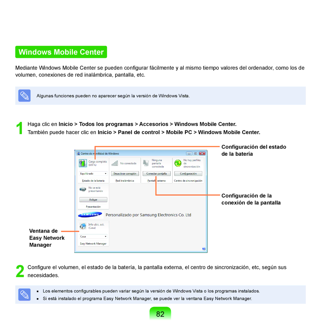 Samsung NP-R40FY04/SES, NP-R40FY07/SES, NP-R40FY00/SES, NP-R40XY01/SES, NP-R40FY0A/SES, NP-R40FY08/SES Windows Mobile Center 