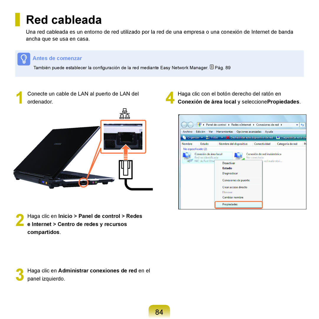 Samsung NP-R40FY00/SES, NP-R40FY07/SES, NP-R40XY01/SES, NP-R40FY0A/SES, NP-R40FY08/SES, NP-R40FY06/SES manual Red cableada 