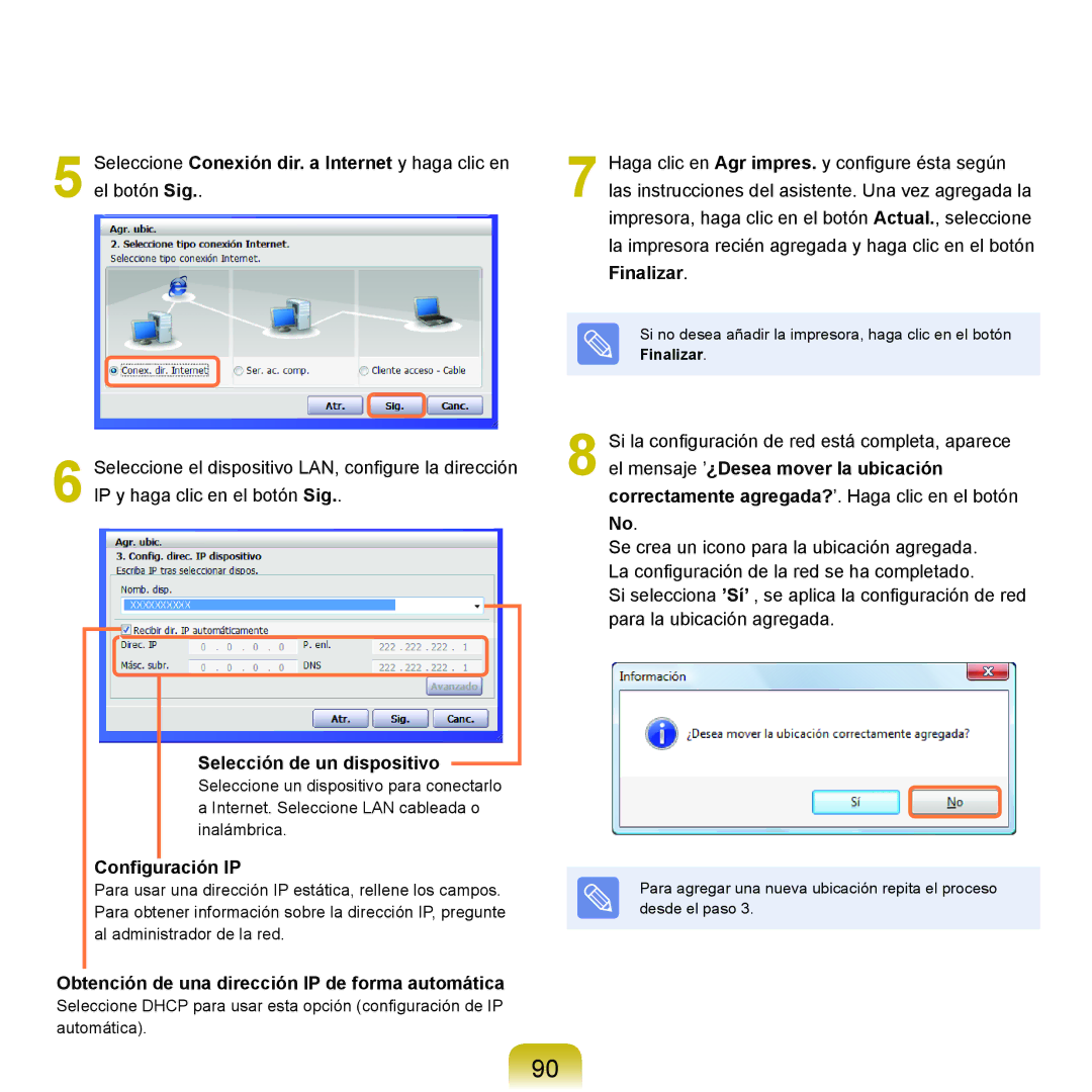 Samsung NP-R40FY01/SES Selección de un dispositivo, Configuración IP, Obtención de una dirección IP de forma automática 