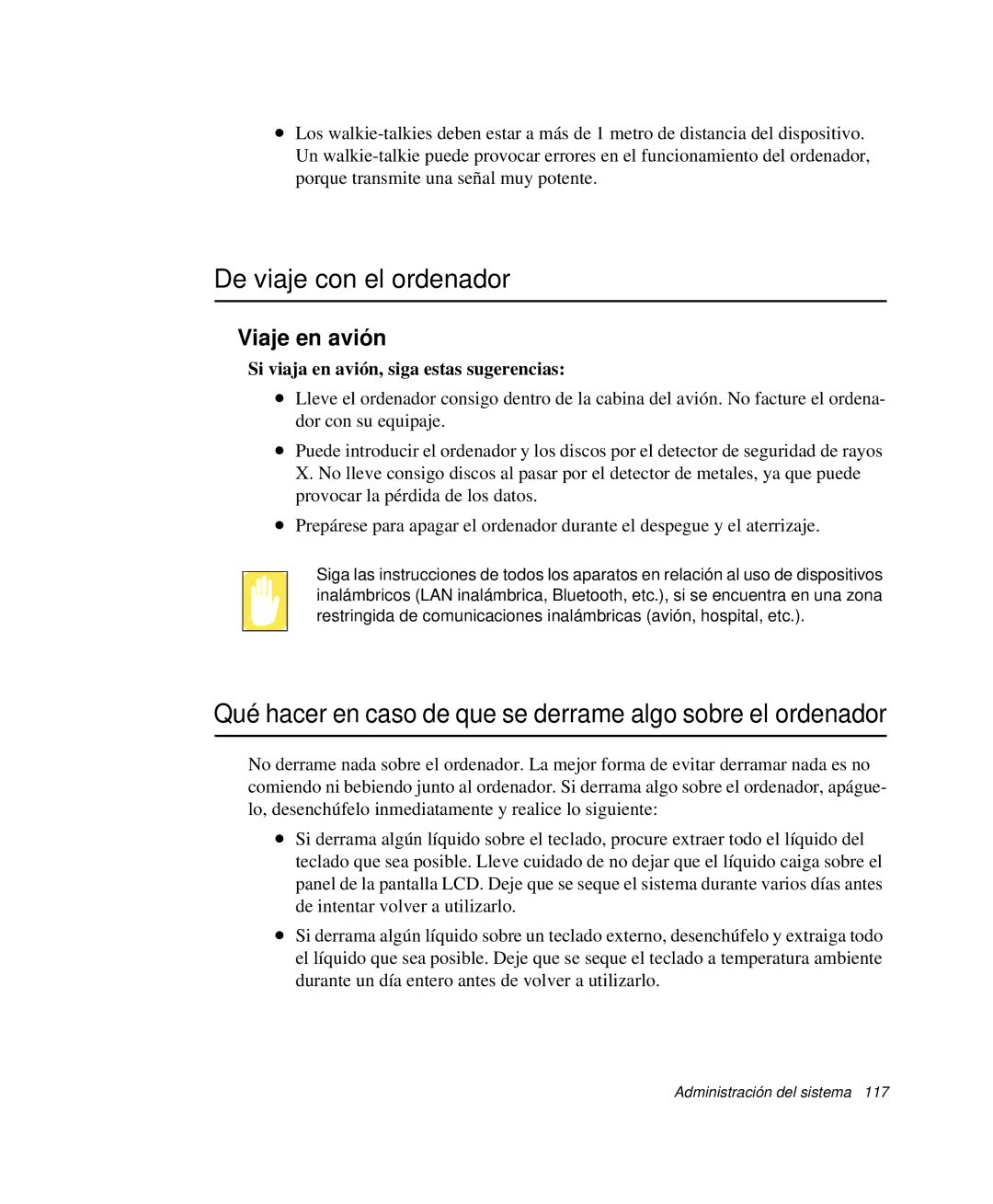 Samsung NP-R40FY00/SES manual De viaje con el ordenador, Qué hacer en caso de que se derrame algo sobre el ordenador 