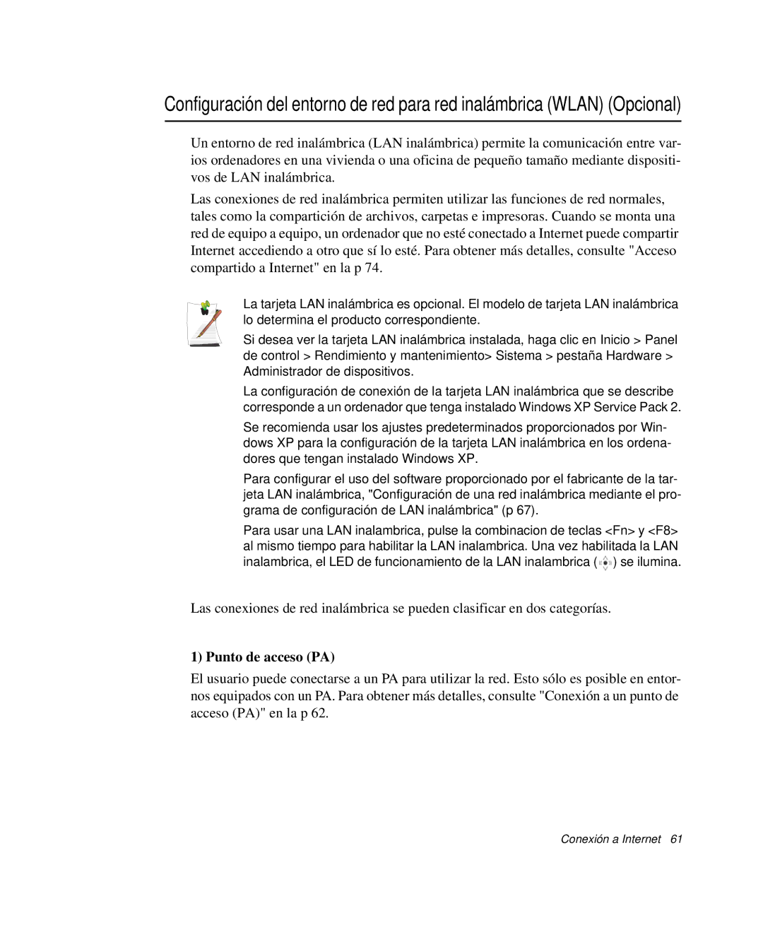 Samsung NP-R40FY04/SES, NP-R40FY07/SES, NP-R40FY00/SES, NP-R40XY01/SES, NP-R40R001/SES, NP-R40K00A/SES manual Punto de acceso PA 