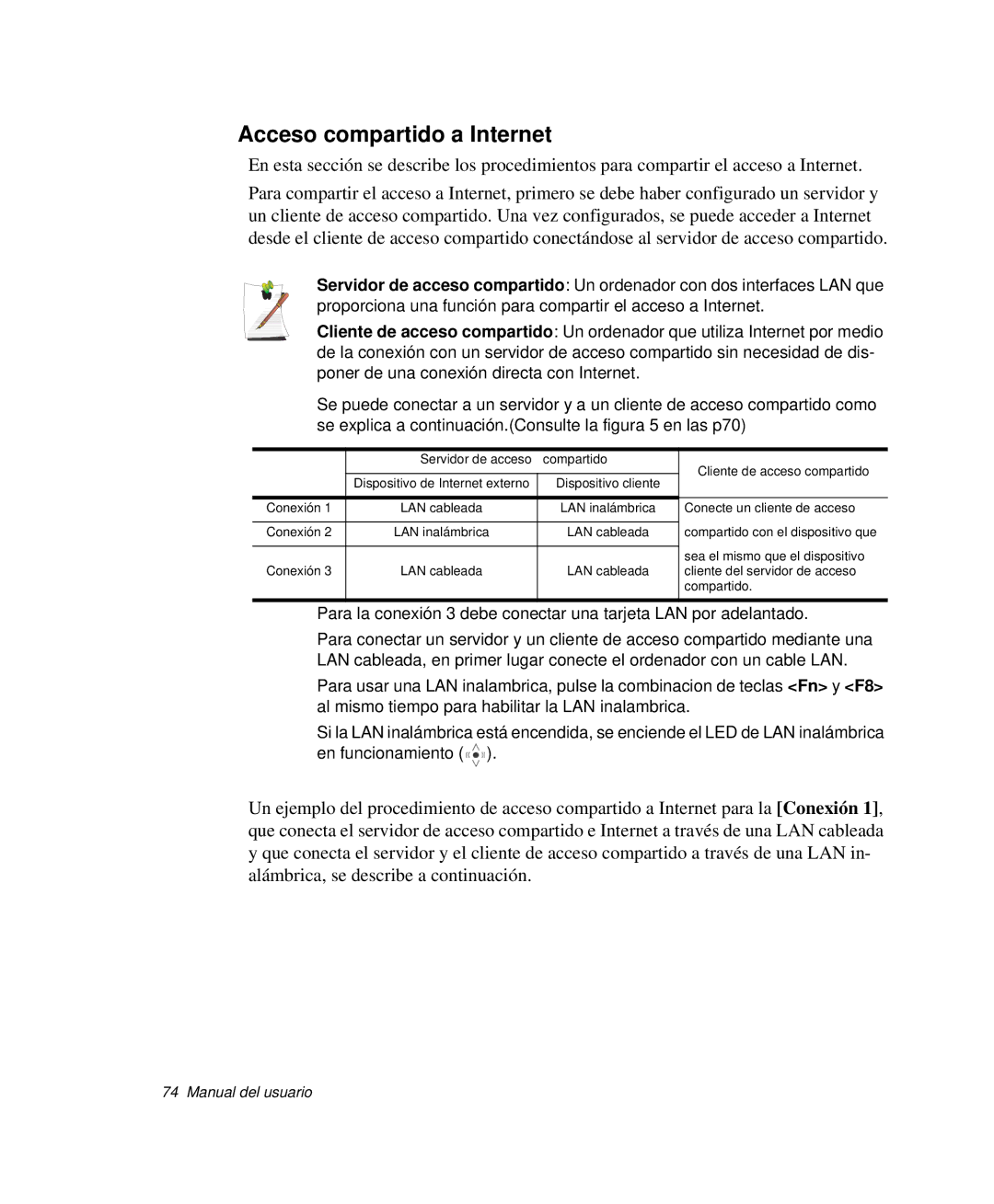 Samsung NP-R40K001/SES, NP-R40FY07/SES, NP-R40FY00/SES, NP-R40XY01/SES, NP-R40R001/SES manual Acceso compartido a Internet 