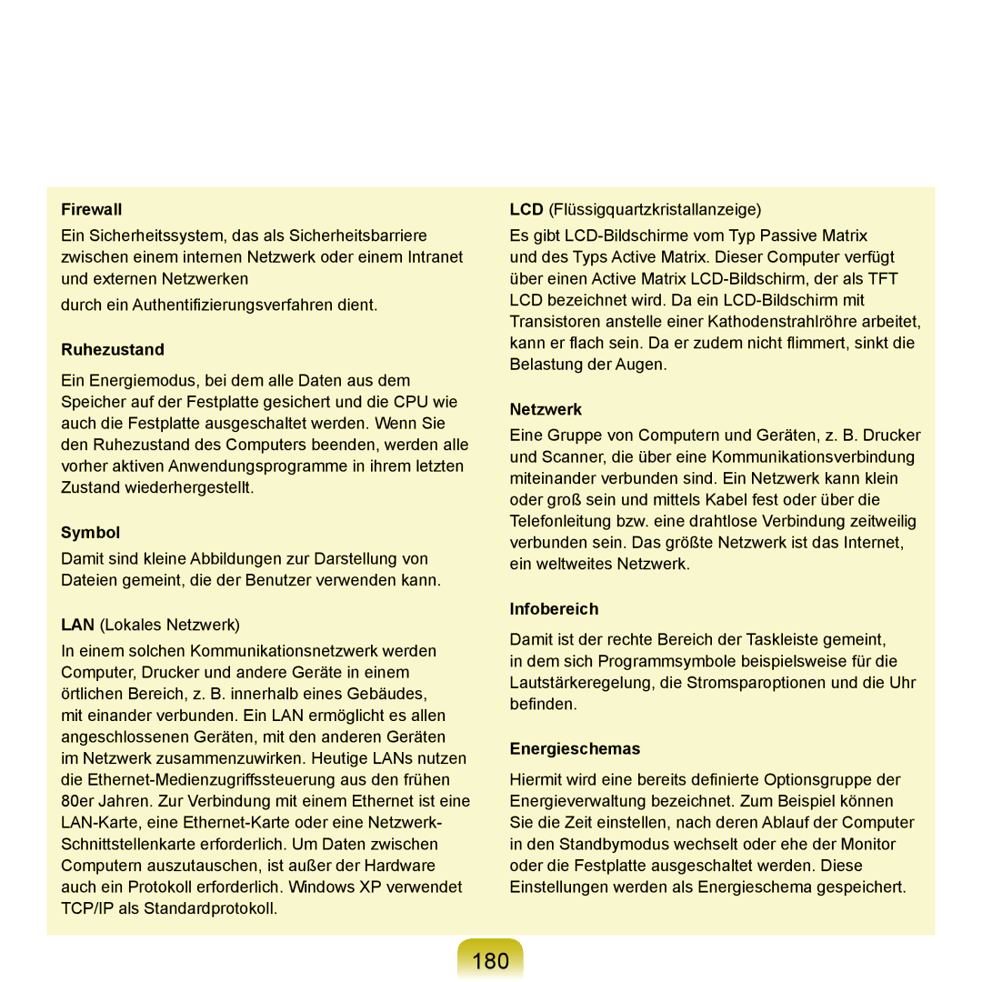 Samsung NP-R40FY03/SEG, NP-R40FY0B/SEG, NP-R40FY01/SEG, NP-R40FY0C/SEG 180, Firewall, Symbol, Infobereich, Energieschemas 