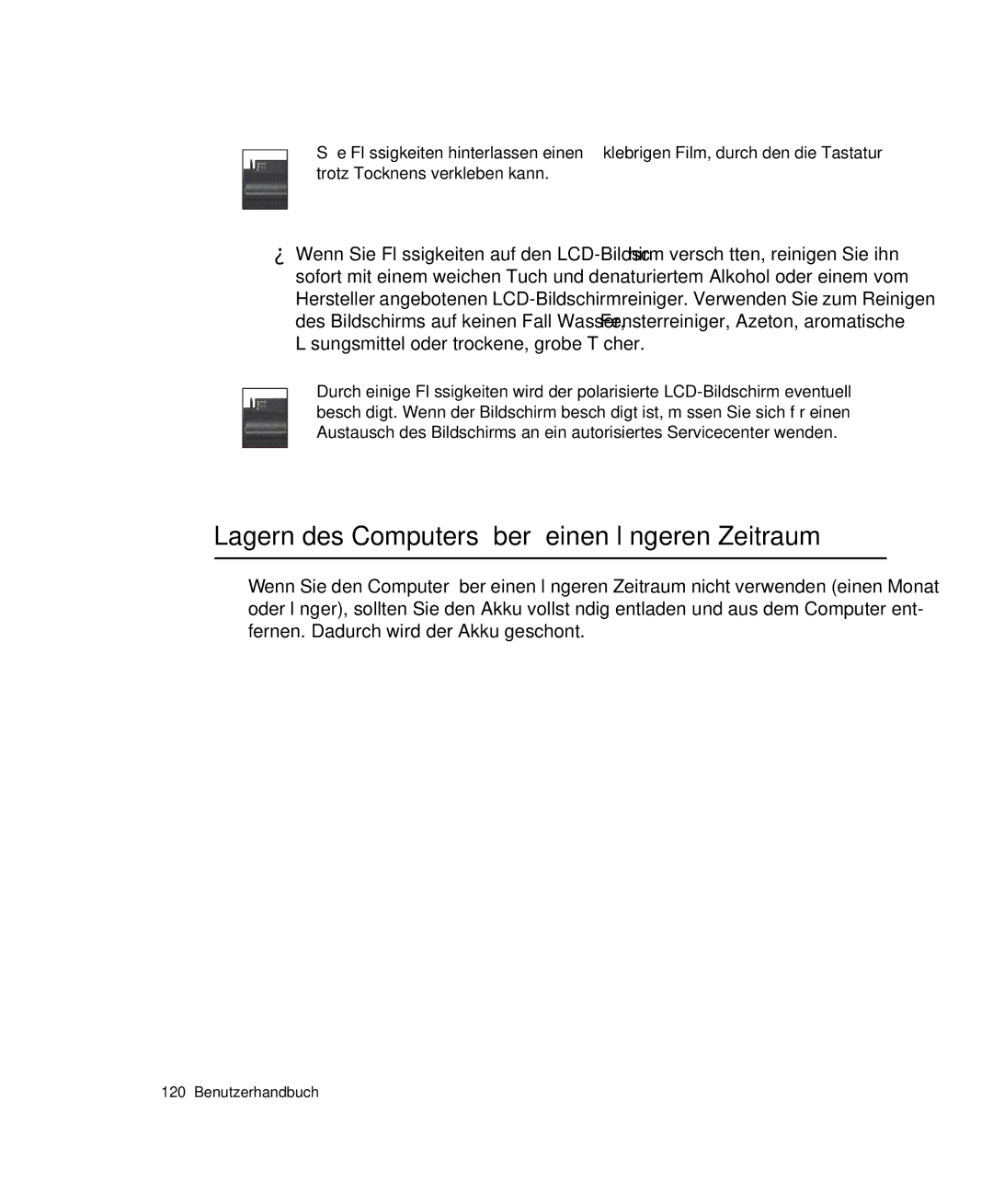 Samsung NP-R40K006/SEG, NP-R40FY0B/SEG, NP-R40FY03/SEG, NP-R40FY01/SEG Lagern des Computers über einen längeren Zeitraum 