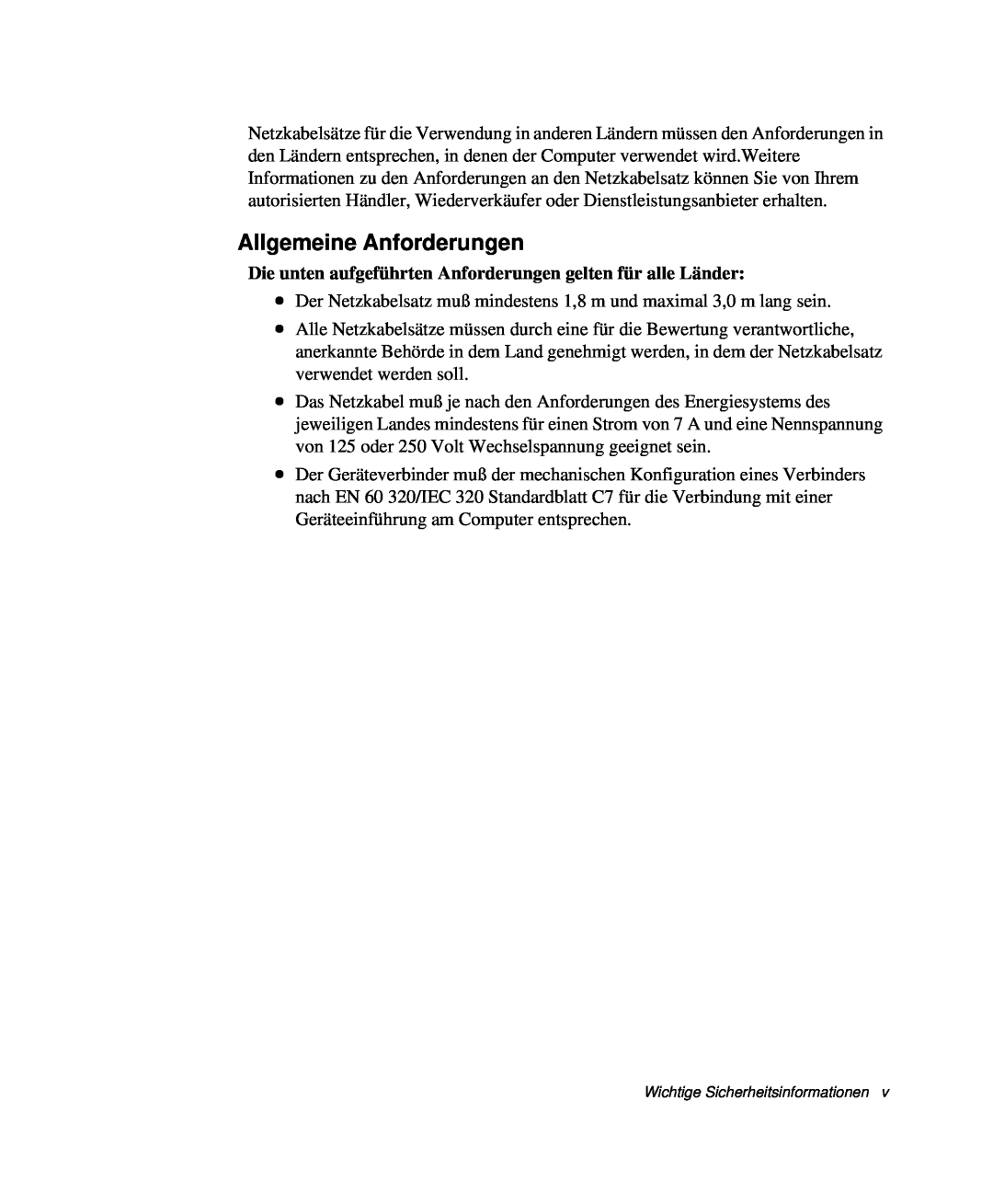 Samsung NP-R41E003/SEG manual Allgemeine Anforderungen, Die unten aufgeführten Anforderungen gelten für alle Länder 