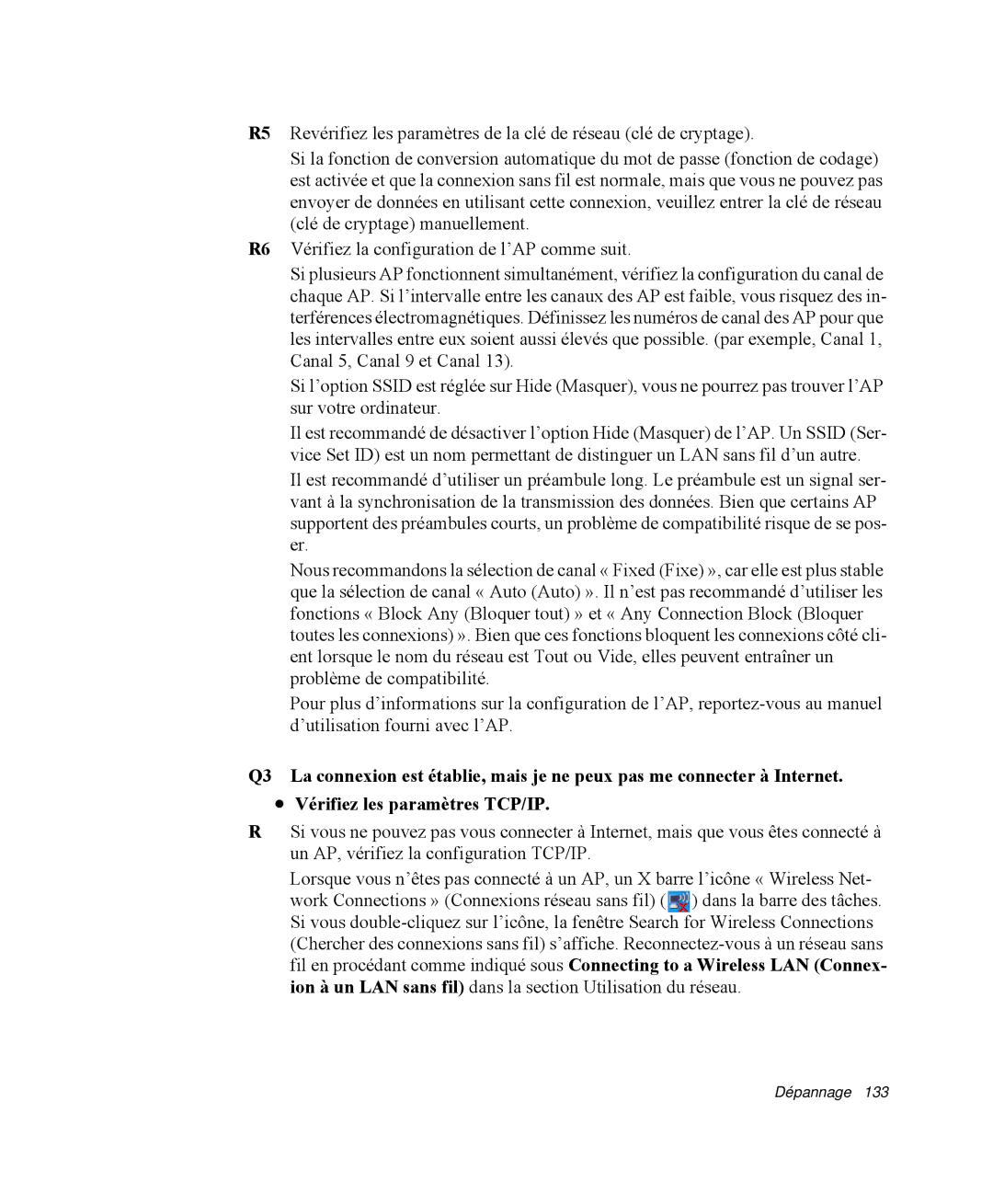 Samsung NP-R40E000/SEF, NP-R40R001/SEF, NP-R40FY00/SEF, NP-R40FY01/SEF, NP-R40R000/SEF, NP-R40FY03/SEF manual Dépannage 