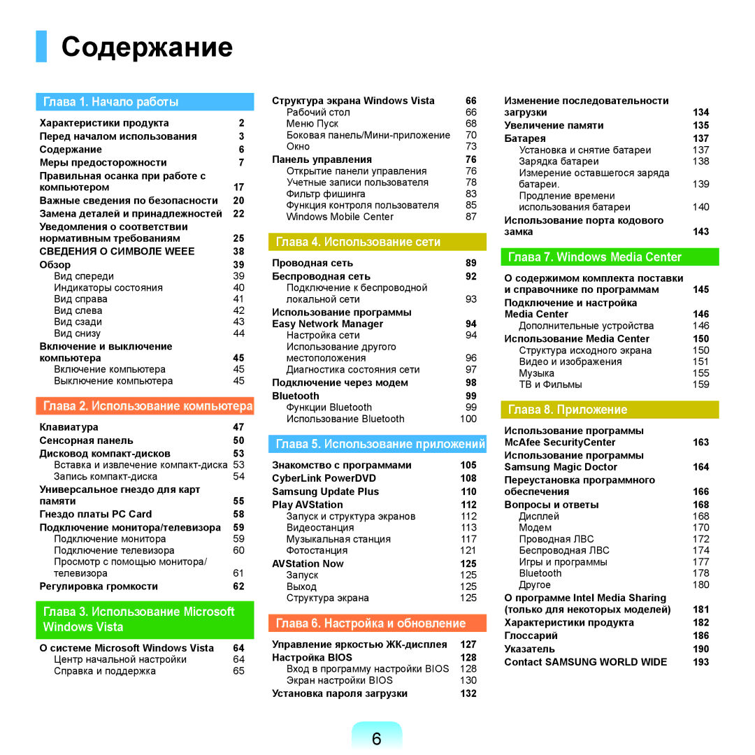 Samsung NP-R40XY05/SER, NP-R40XY01/SER, NP-R40XY04/SER, NP-R40FY02/SER, NP-R40FY03/SER, NP-R40XY03/SER manual Содержание 