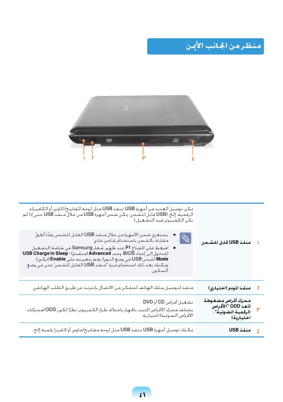 Samsung NP-R418-DA01AE manual نيملأا بنالجا نم رظنم 