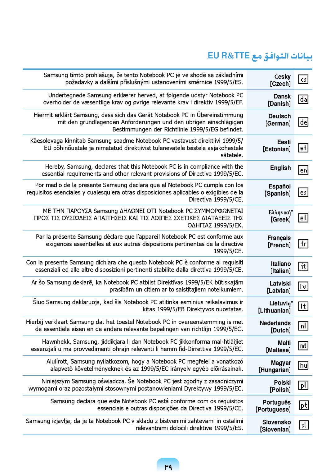 Samsung NP-R418-DA01AE manual Eu R&Tte عم قفاوتلا تانايب, German 