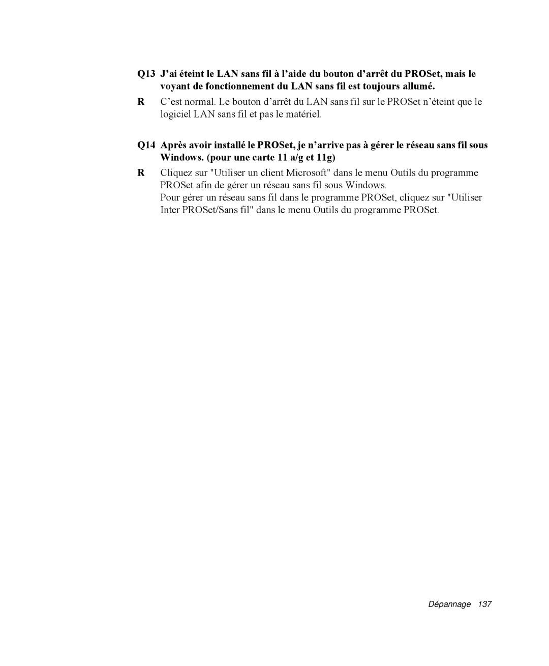 Samsung NP-R50CV08/SEF, NP-R50K000/SEF, NP-R50C002/SEF, NP-R50KV00/SEF, NP-R50CV05/SEF, NP-R50CV06/SEF manual Dépannage 