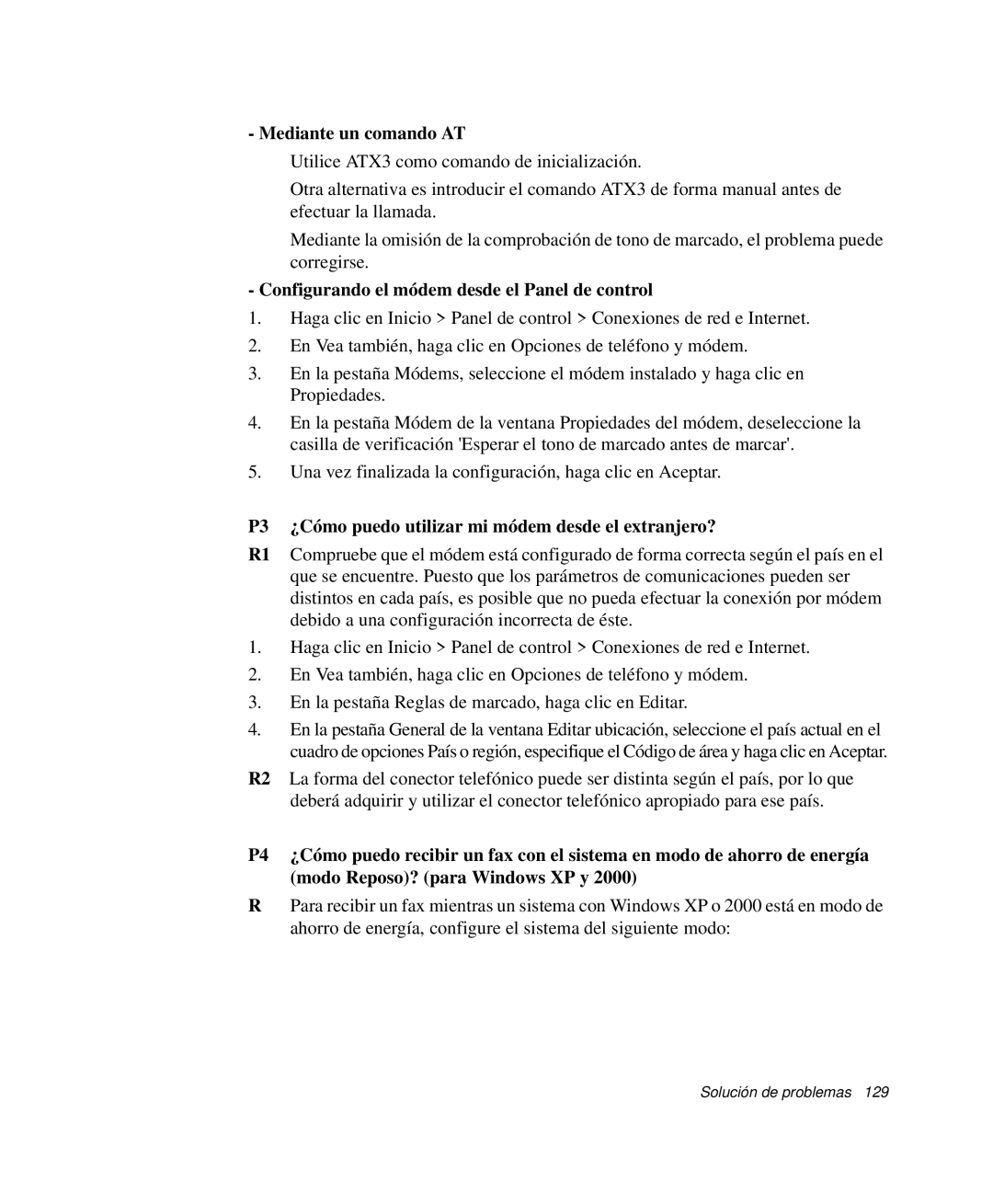 Samsung NP-R50C001/SES, NP-R50K000/SES manual Mediante un comando AT, Configurando el módem desde el Panel de control 