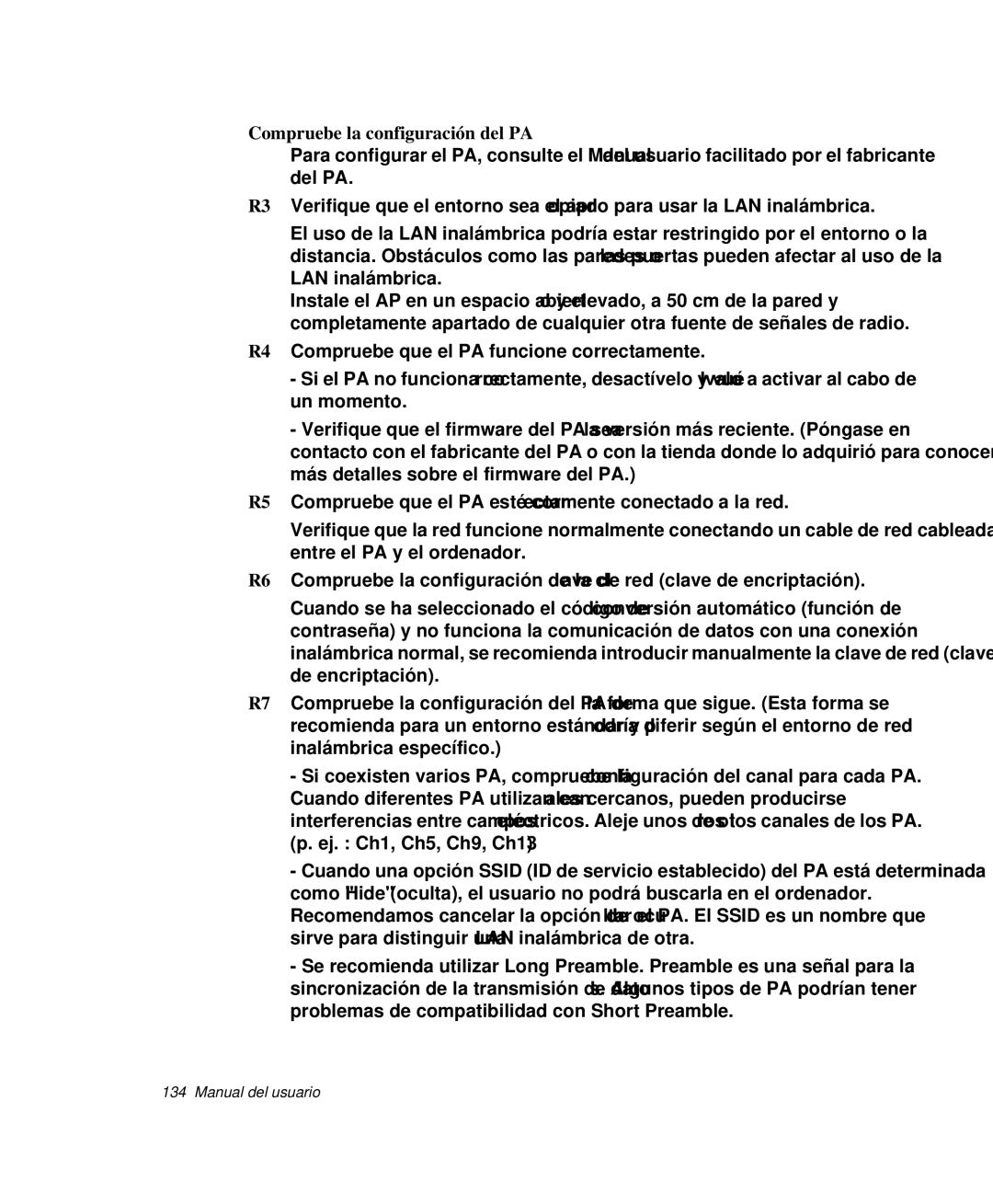 Samsung NP-R50CV09/SES, NP-R50K000/SES, NP-R50CV07/SES, NP-R50CV04/SES, NP-R50TV01/SES manual Compruebe la configuración del PA 