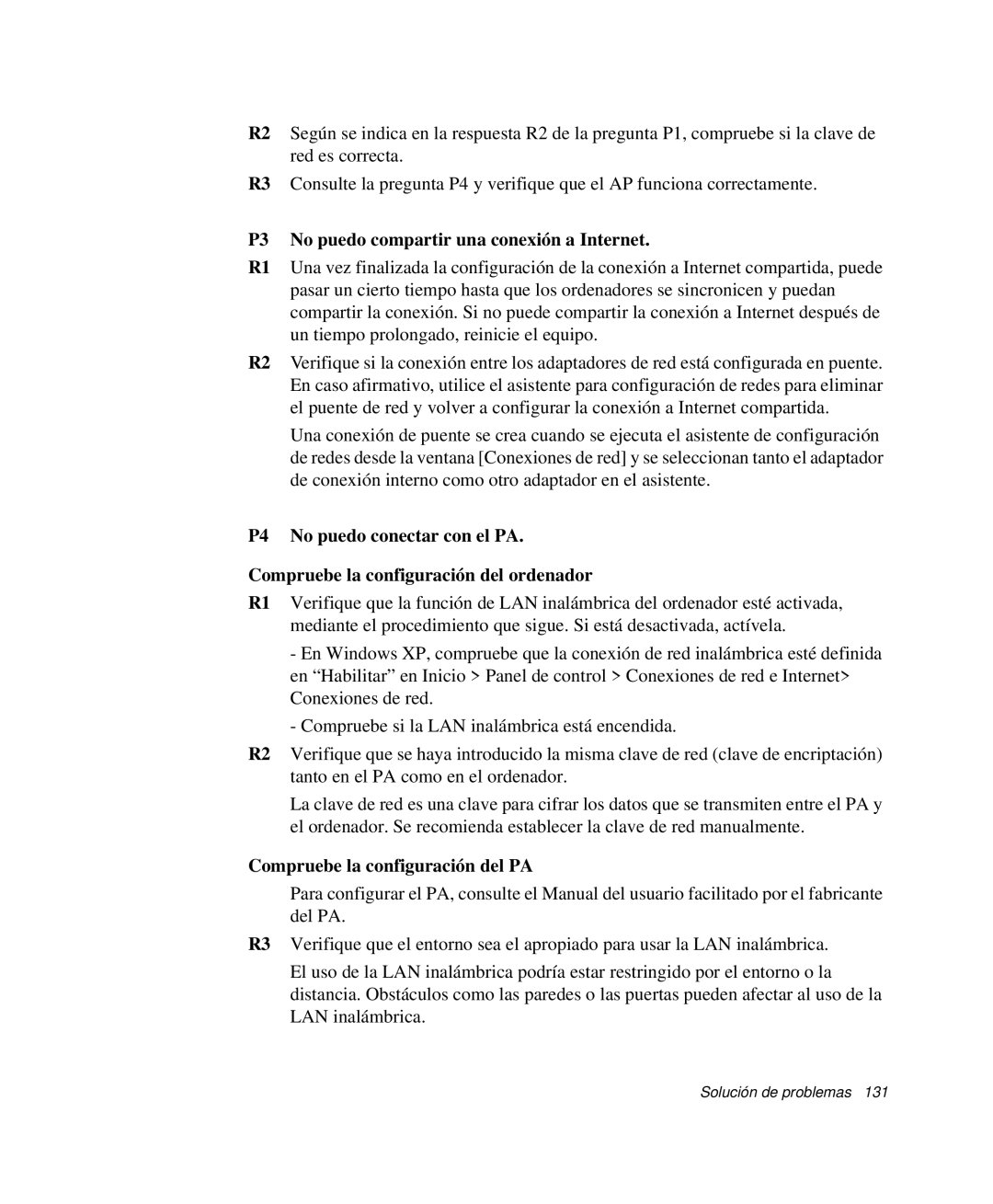 Samsung NP-R55AV01/SES, NP-R55CV03/SES, NP-R55CV02/SES, NP-R55C002/SES, NP-R55CV00/SES manual Compruebe la configuración del PA 