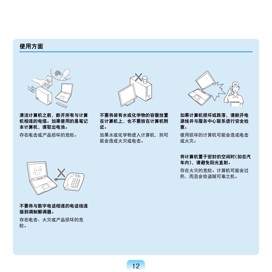 Samsung NP-R610-AS0AIT, NP-R610-AS0BIT manual 使用方面 