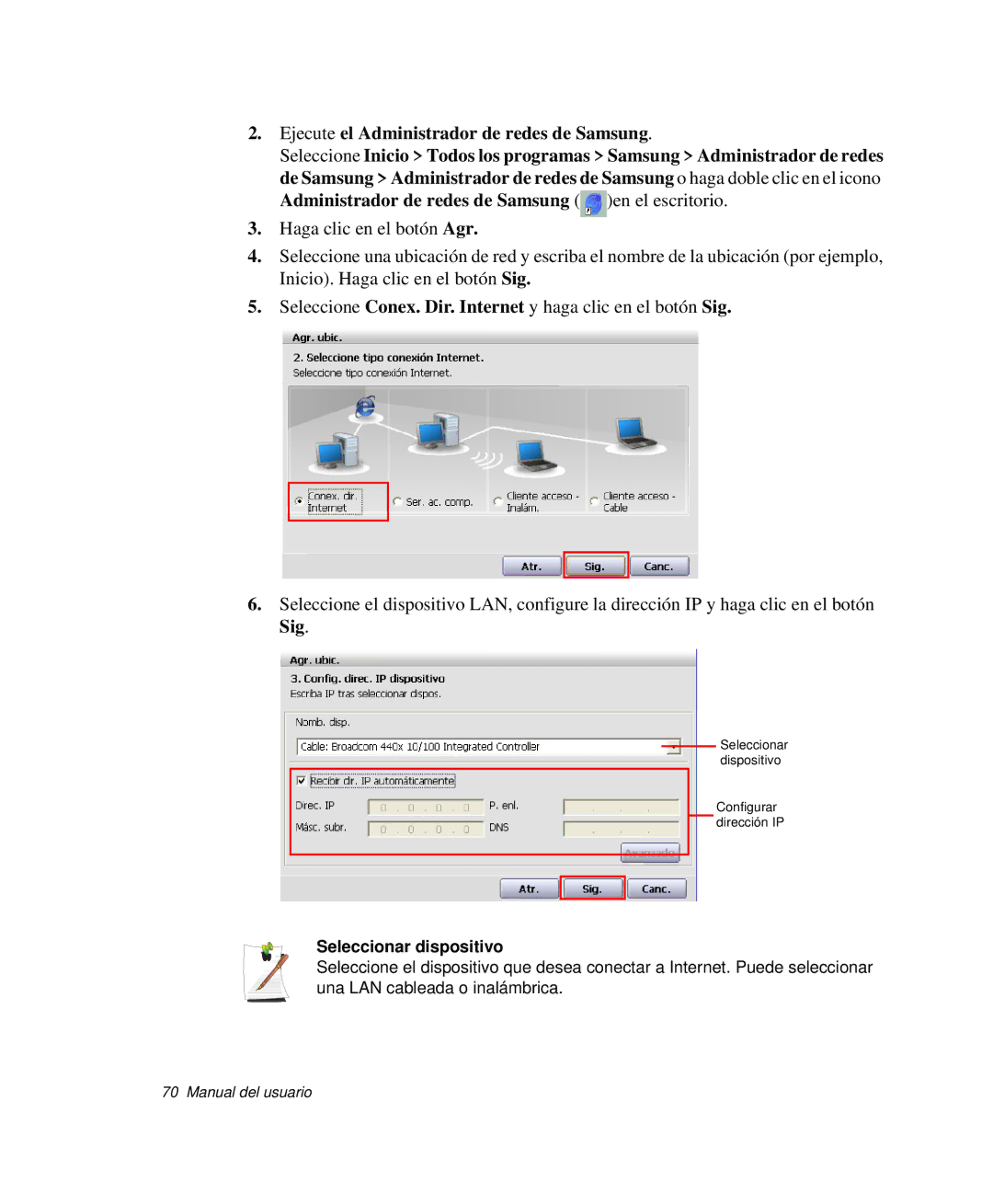 Samsung NP-R65T000/SES, NP-R65CV03/SES, NP-R65CV01/SES, NP-R65CV01/SEP, NP-R65T001/SES, NP-R65K000/SES Seleccionar dispositivo 