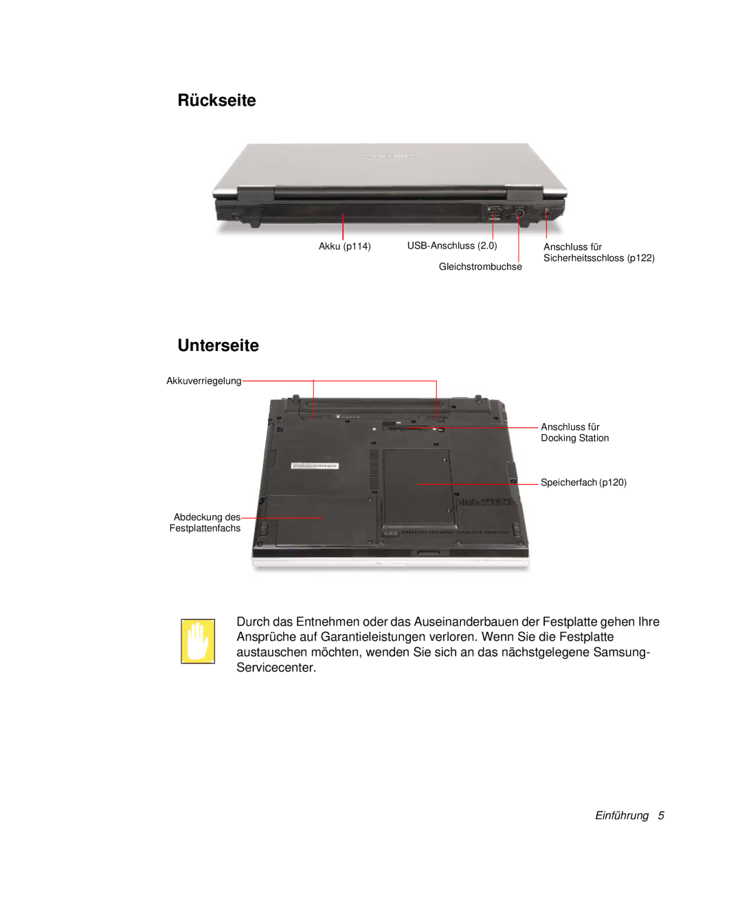 Samsung NP-R65C002/SEG, NP-R65K000/SEG, NP-R65TV01/SEG, NP-R65KV00/SEG, NP-R65/WAV/SEG, NP-P50T001/SEG Rückseite, Unterseite 