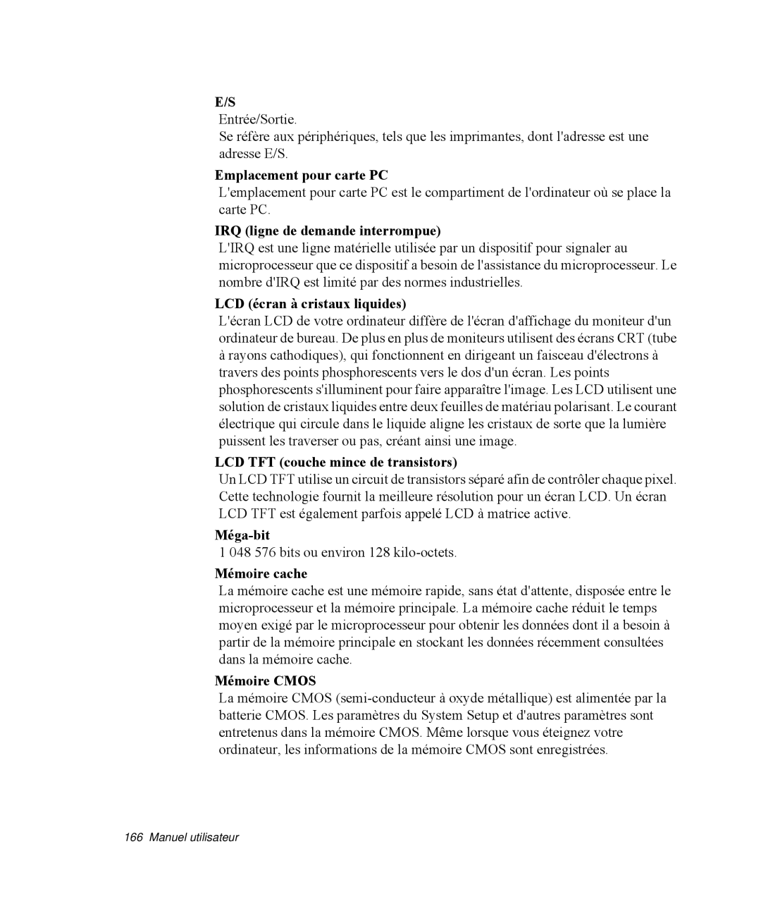 Samsung NP-R65T002/SEF manual Emplacement pour carte PC, IRQ ligne de demande interrompue, LCD écran à cristaux liquides 