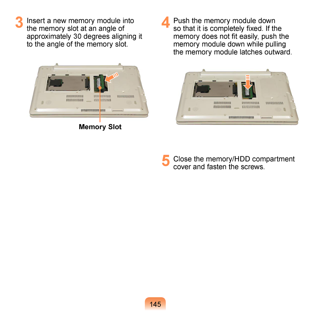 Samsung NP-R410-XAA0UA, NP-R700-AS05DE, NP-R700A000/SEG, NP-R700-FS01DE, NP-R700-A001DE, NP-R700-A002DE manual 145, Memory Slot 