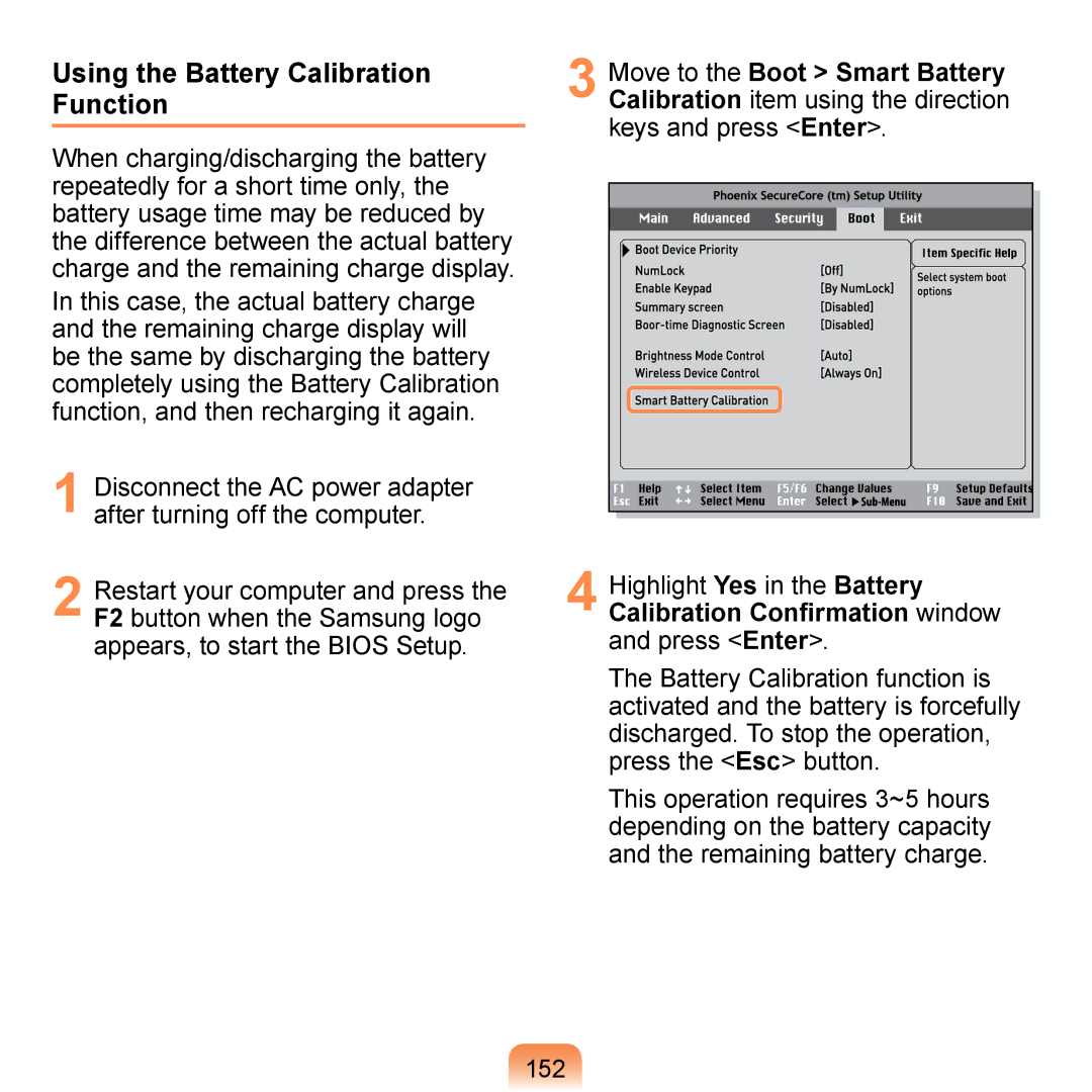 Samsung NP-N510-JA05IL, NP-R700-AS05DE, NP-R700A000/SEG, NP-R700-FS01DE, NP-R700BM/DE Using the Battery Calibration Function 