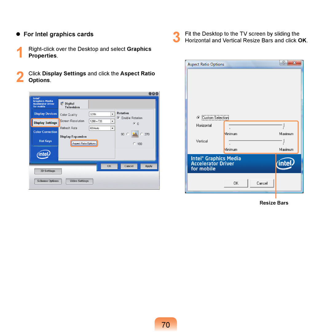 Samsung NP-Q310-AS05DE, NP-R720-JS08DE, NP-R720-FS04DE, NP-R700-AS05DE, NP-X360ABM/DE  For Intel graphics cards, Resize Bars 