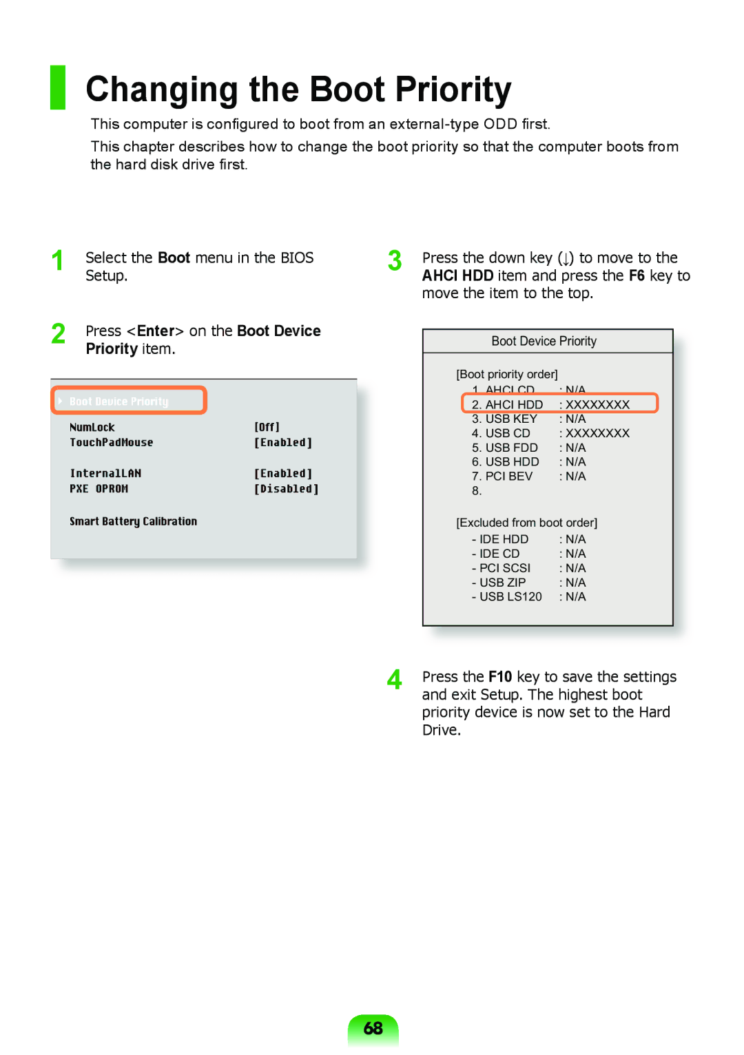 Samsung NP-RV408-A01RU, NP-RV408-A01UA, NP-RV408-A01VN manual Changing the Boot Priority, Priority item 