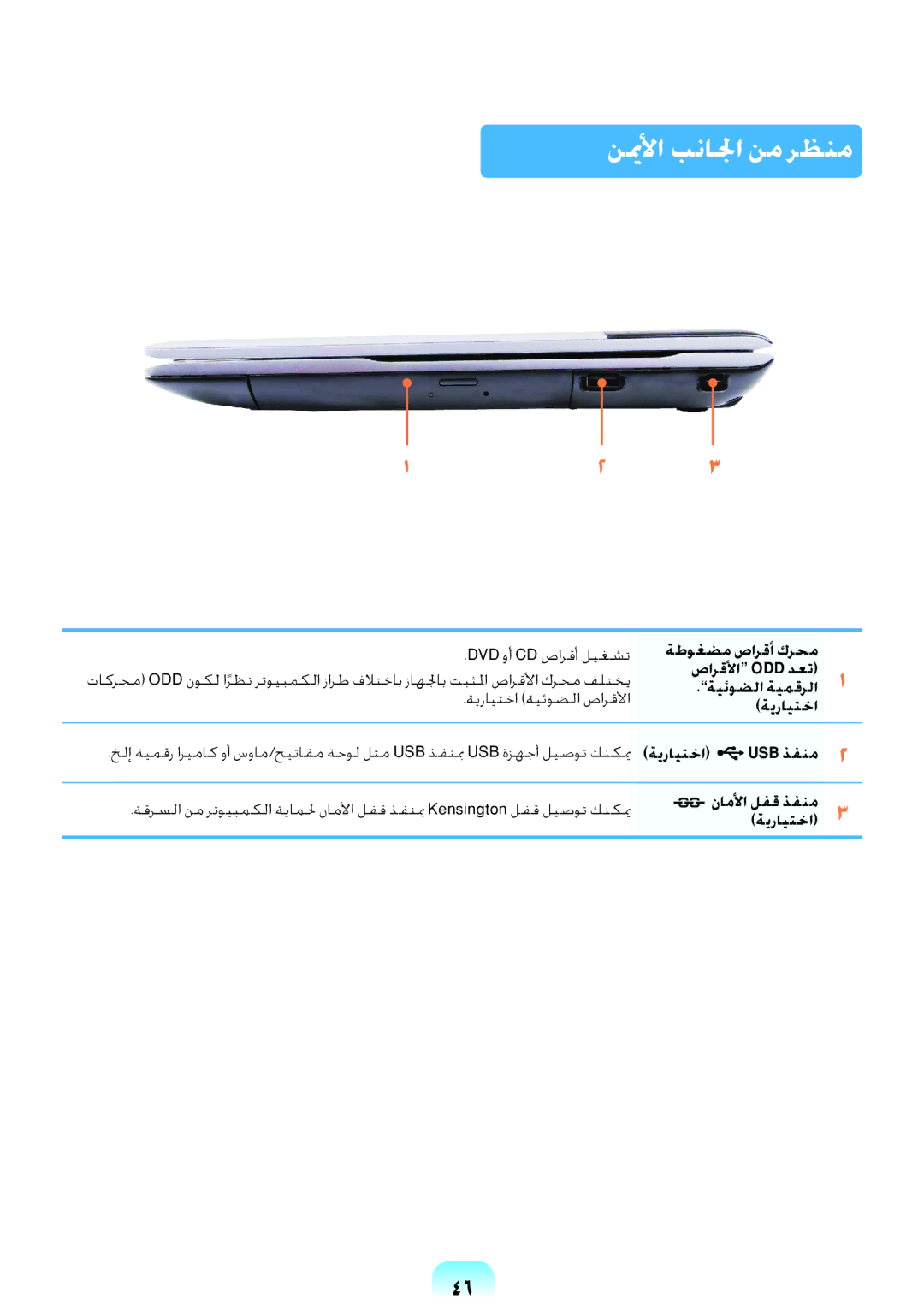 Samsung NP-RV409-A04SA, NP-RV409-S02SA, NP-RV409-A01SA, NP-RV409-A06SA manual نيملأا بنالجا نم رظنم, ،ةيئوضلا ةيمقرلا 