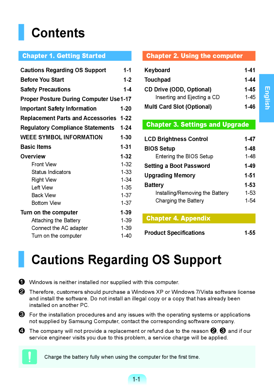 Samsung NP-RV508-A02RU, NP-RV508-A01EE, NP-RV508-A01RU, NP-RV408-A01RU, NP-RV508-S01RU manual Contents 