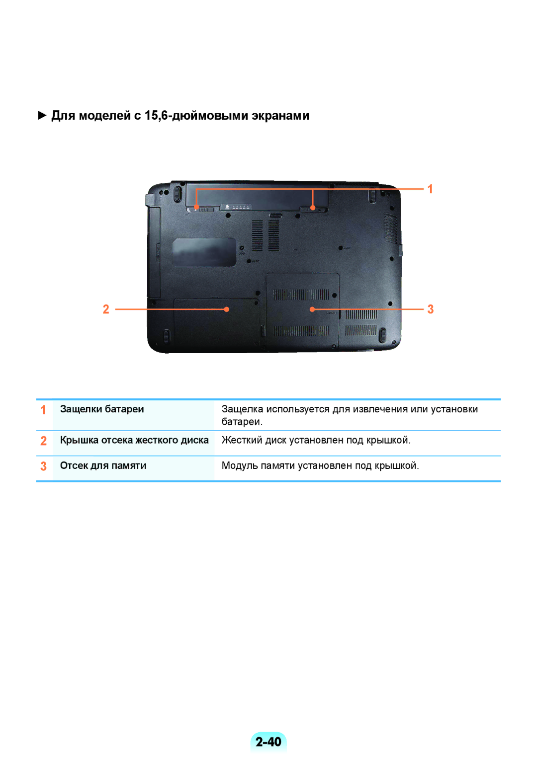 Samsung NP-RV508-A02RU, NP-RV508-A01EE manual Защелки батареи, Защелка используется для извлечения или установки, Батареи 