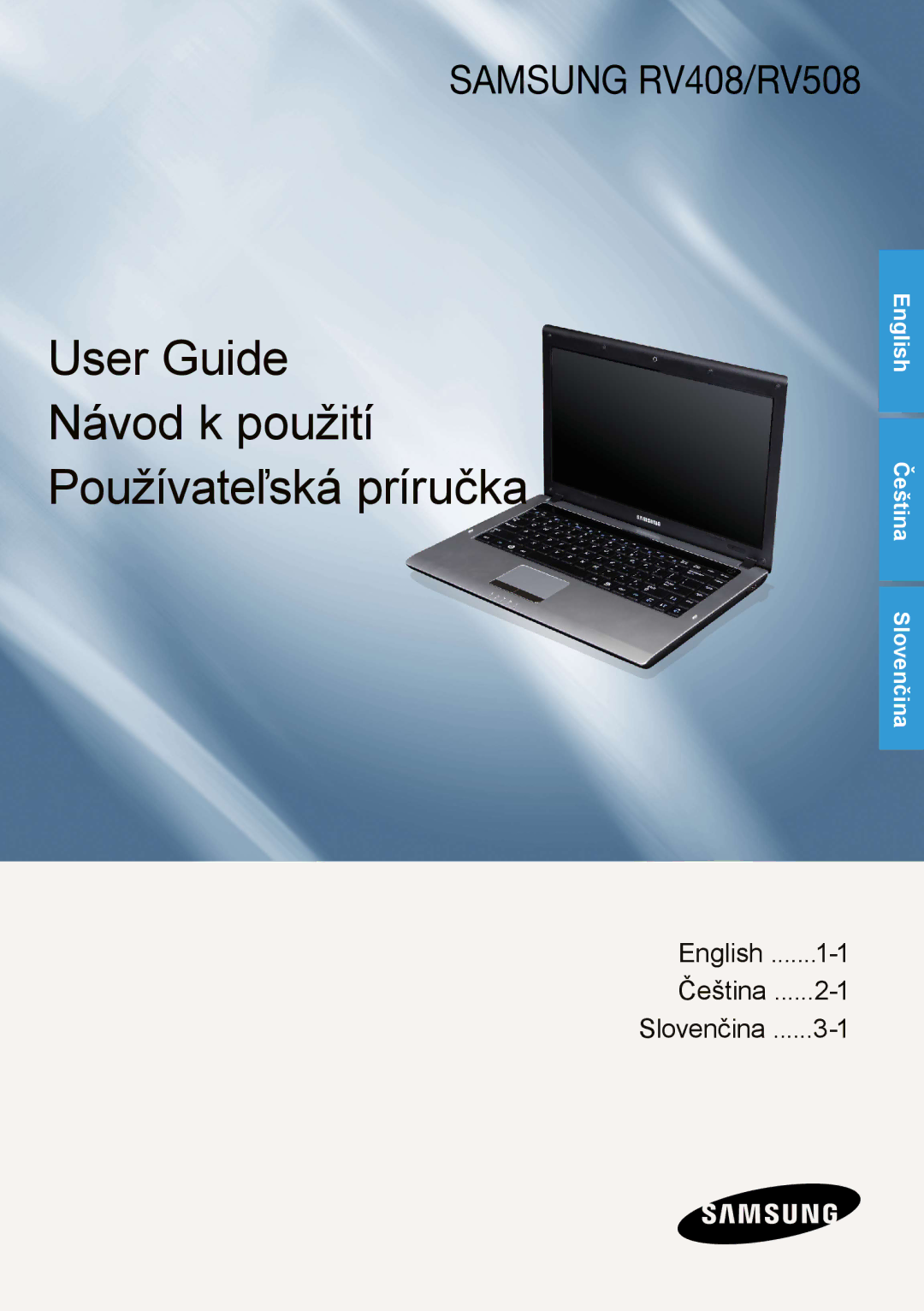 Samsung NP-RV508-S03UA, NP-RV508-A02UA, NP-RV508-S02UA manual User Guide Návod k použití Používateľská príručka 