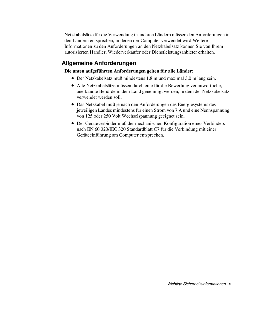 Samsung NP-X1-C000/SEG manual Allgemeine Anforderungen, Die unten aufgeführten Anforderungen gelten für alle Länder 