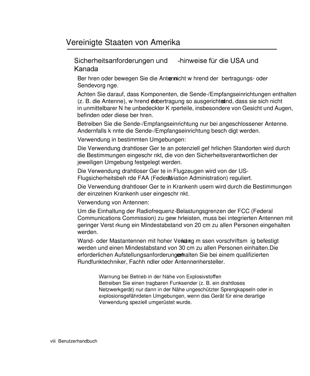 Samsung NP-X1-T003/SEG manual Vereinigte Staaten von Amerika, Verwendung in bestimmten Umgebungen, Verwendung von Antennen 