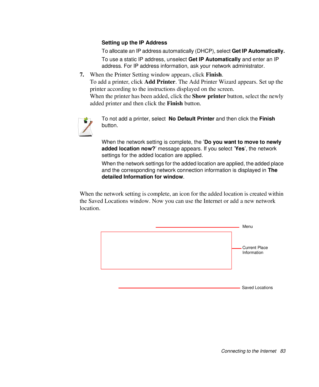 Samsung NP-X1-C001/SEB manual Setting up the IP Address 