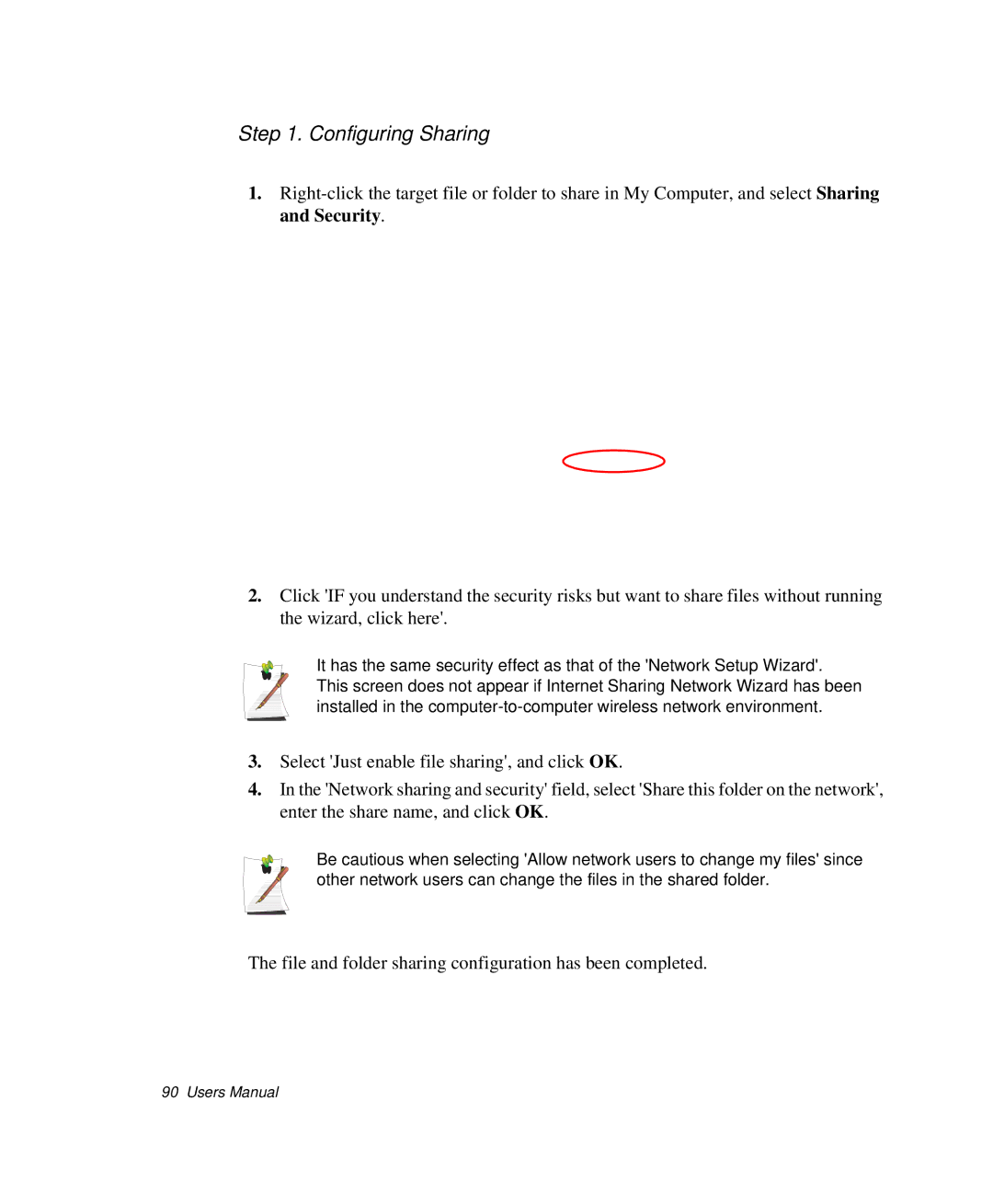 Samsung NP-X1-C001/SEB manual Configuring Sharing 