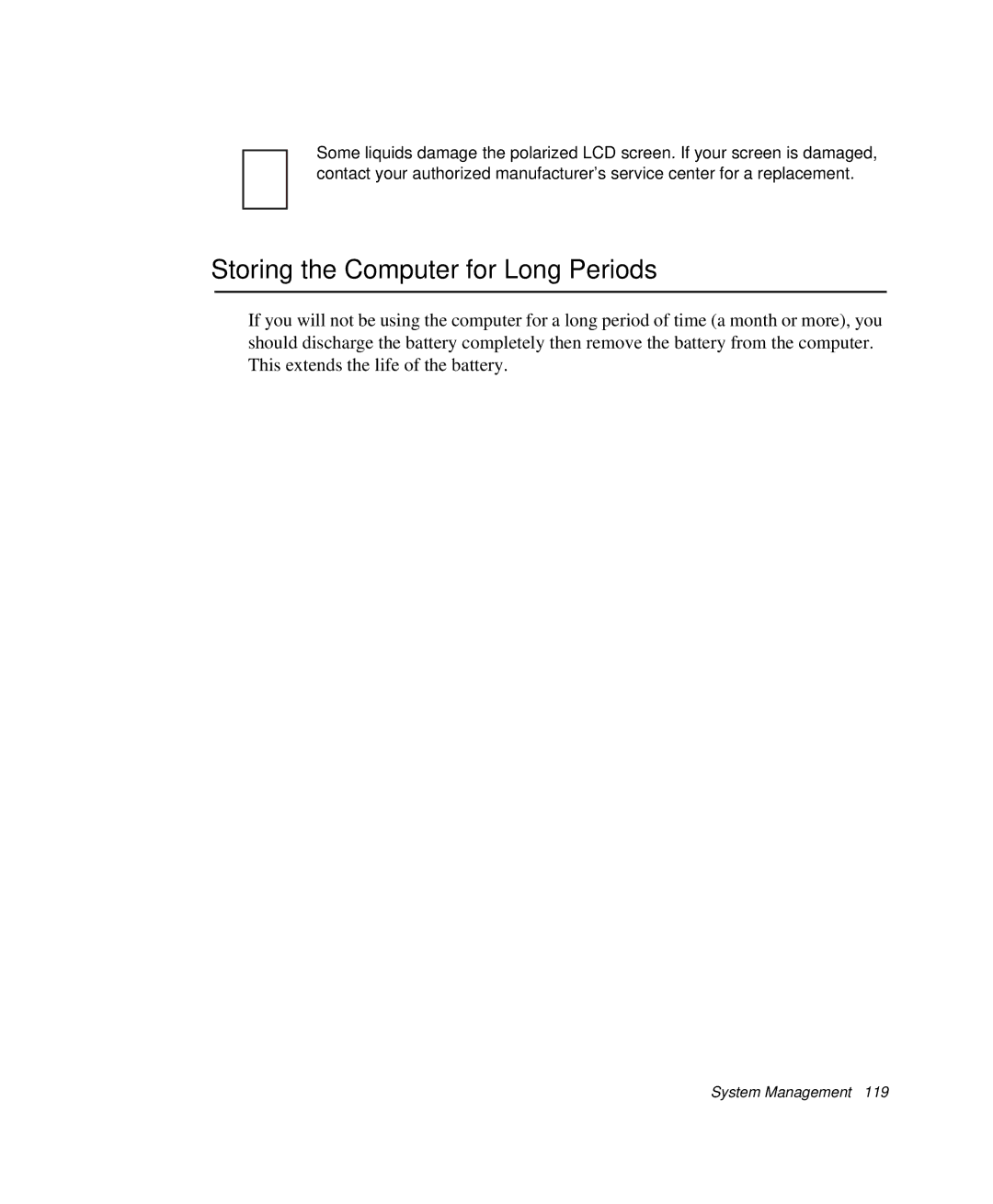 Samsung NP-X1-C001/SEB manual Storing the Computer for Long Periods 