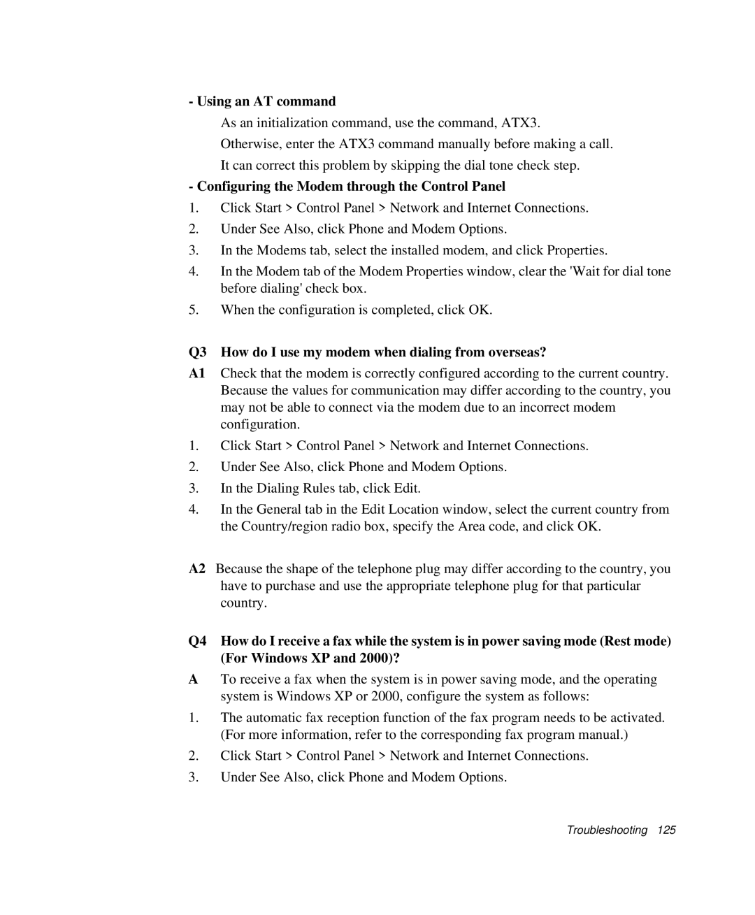 Samsung NP-X1-C001/SEB manual Using an AT command, Configuring the Modem through the Control Panel 