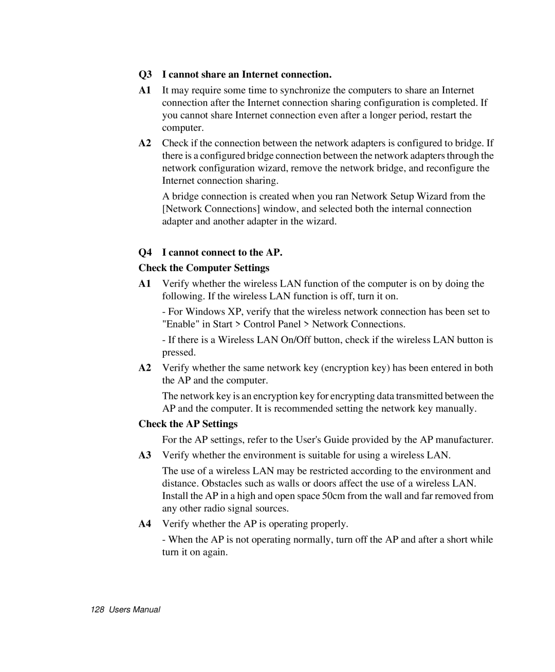 Samsung NP-X1-C001/SEB manual Check the AP Settings 