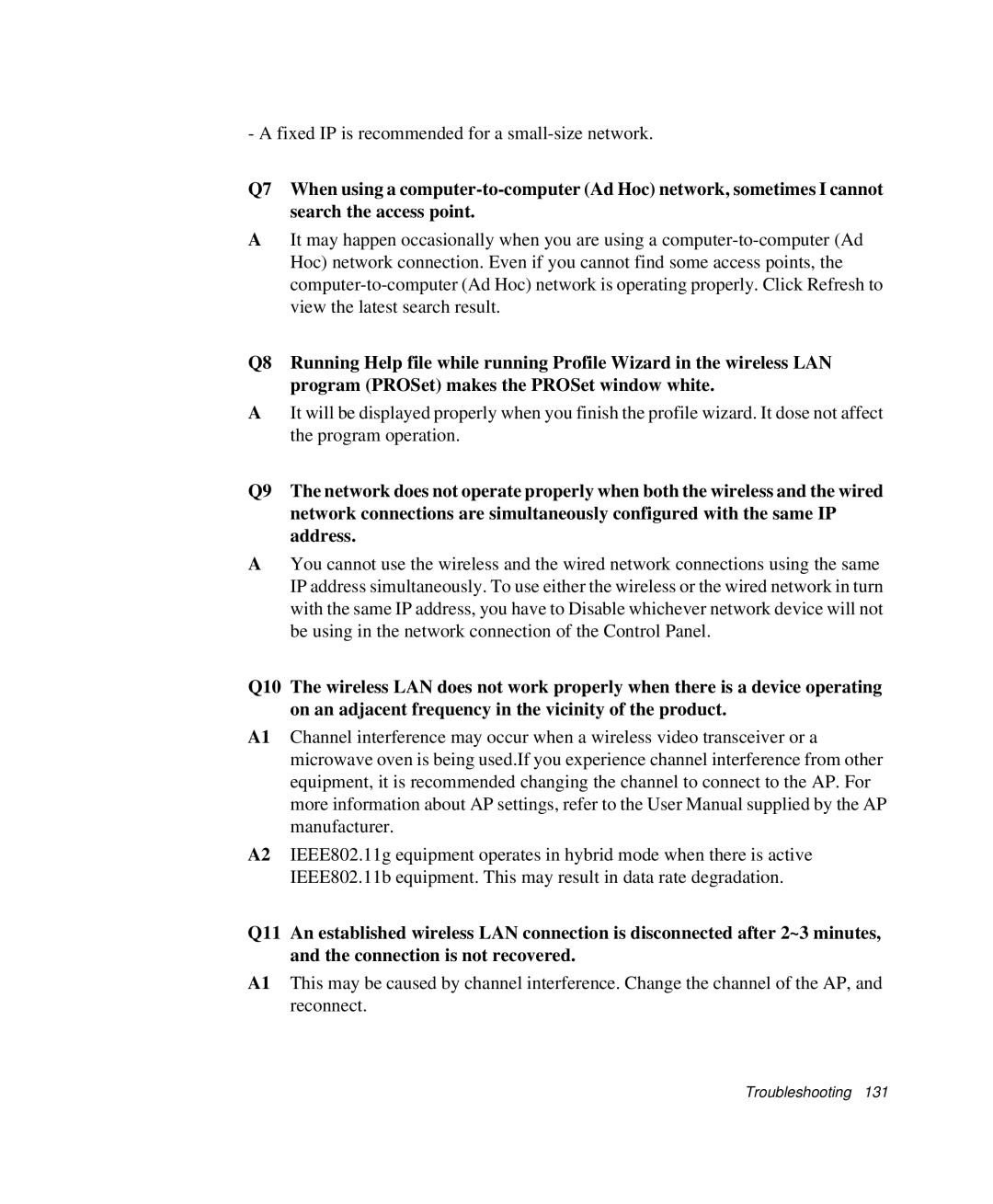 Samsung NP-X1-C001/SEB manual Fixed IP is recommended for a small-size network 