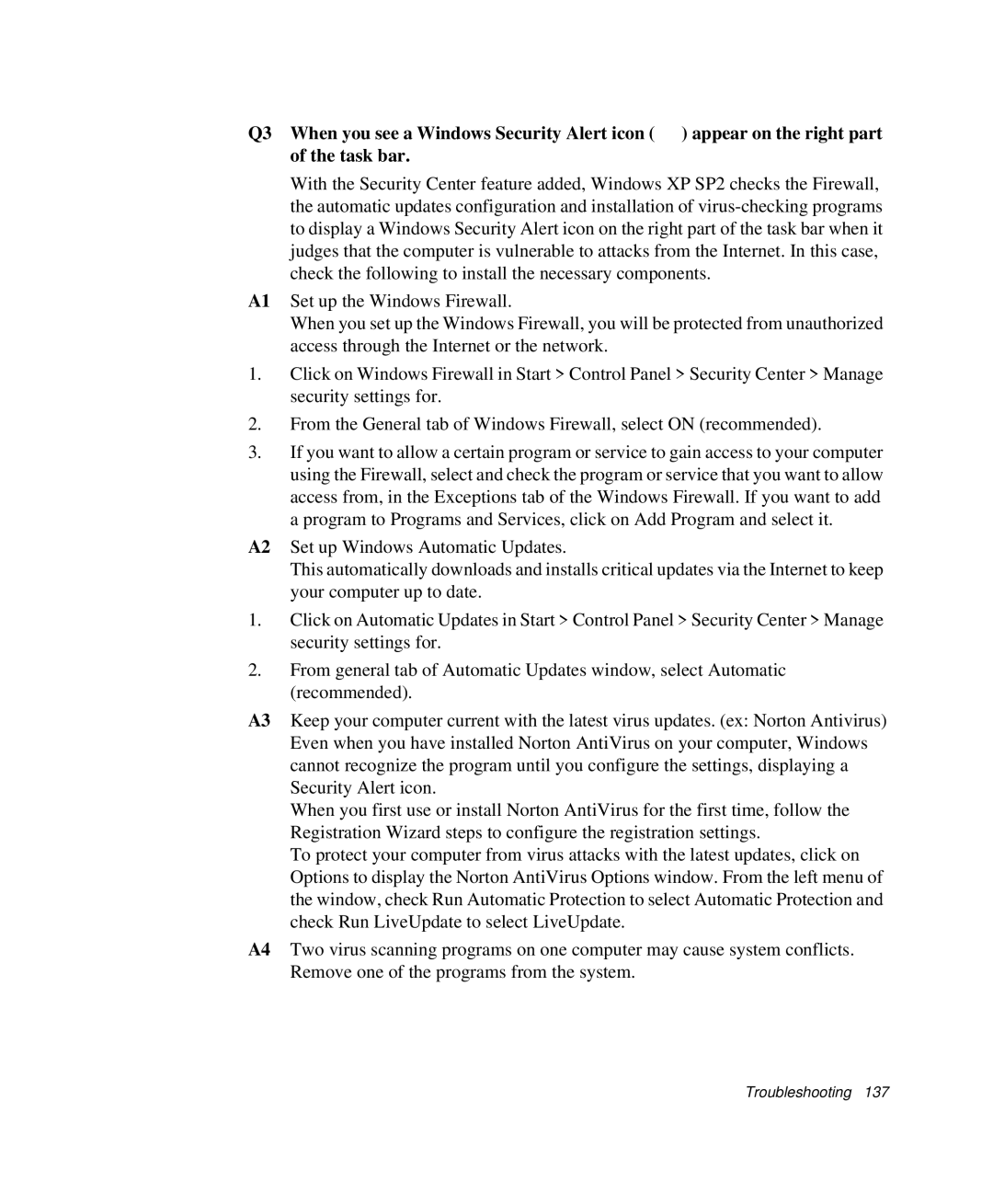 Samsung NP-X1-C001/SEB manual Troubleshooting 