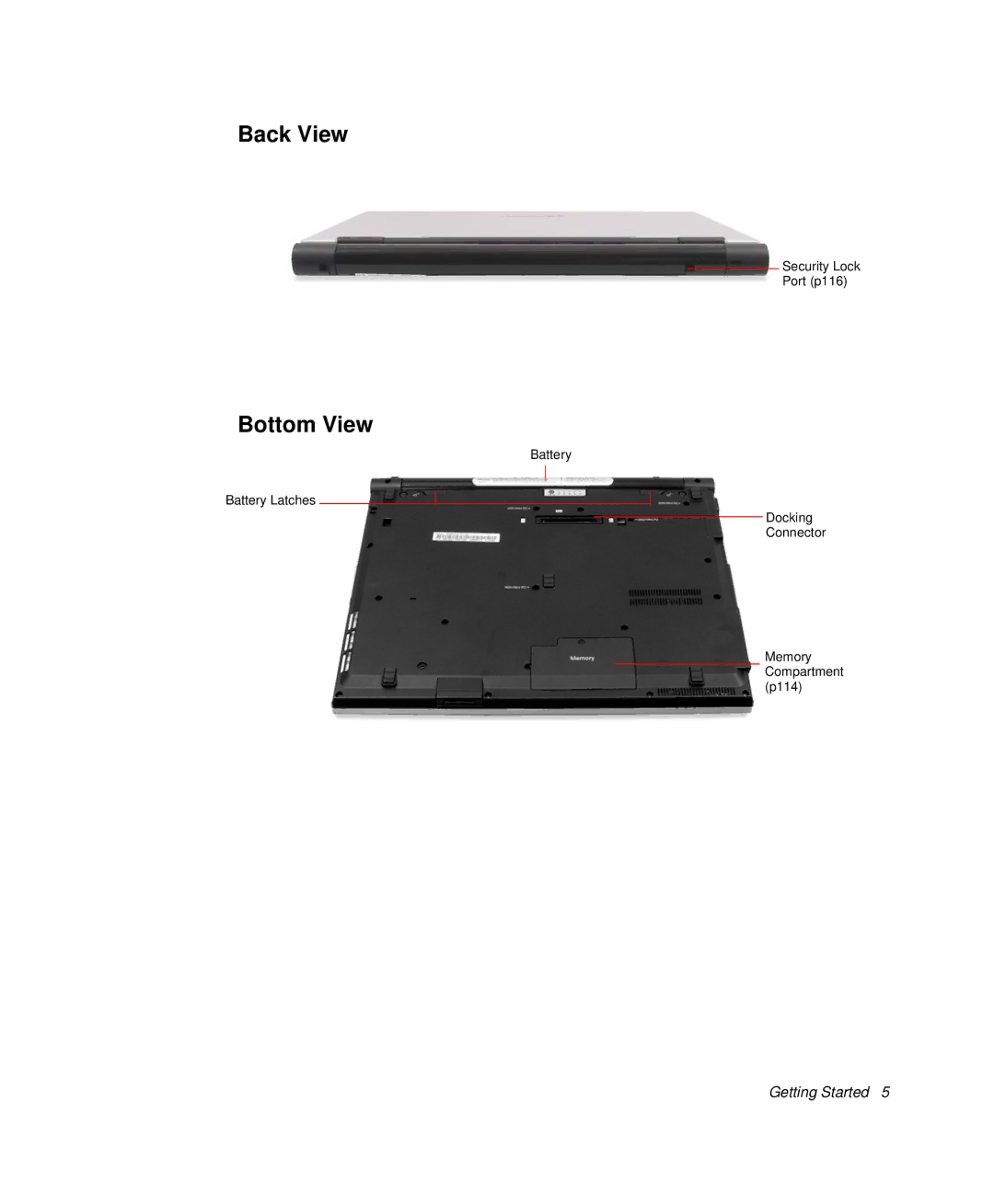 Samsung NP-X1-C001/SEB manual Back View, Bottom View 