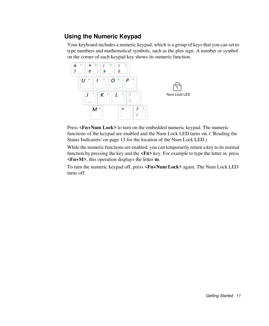 Samsung NP-X1-C001/SEB manual Using the Numeric Keypad 