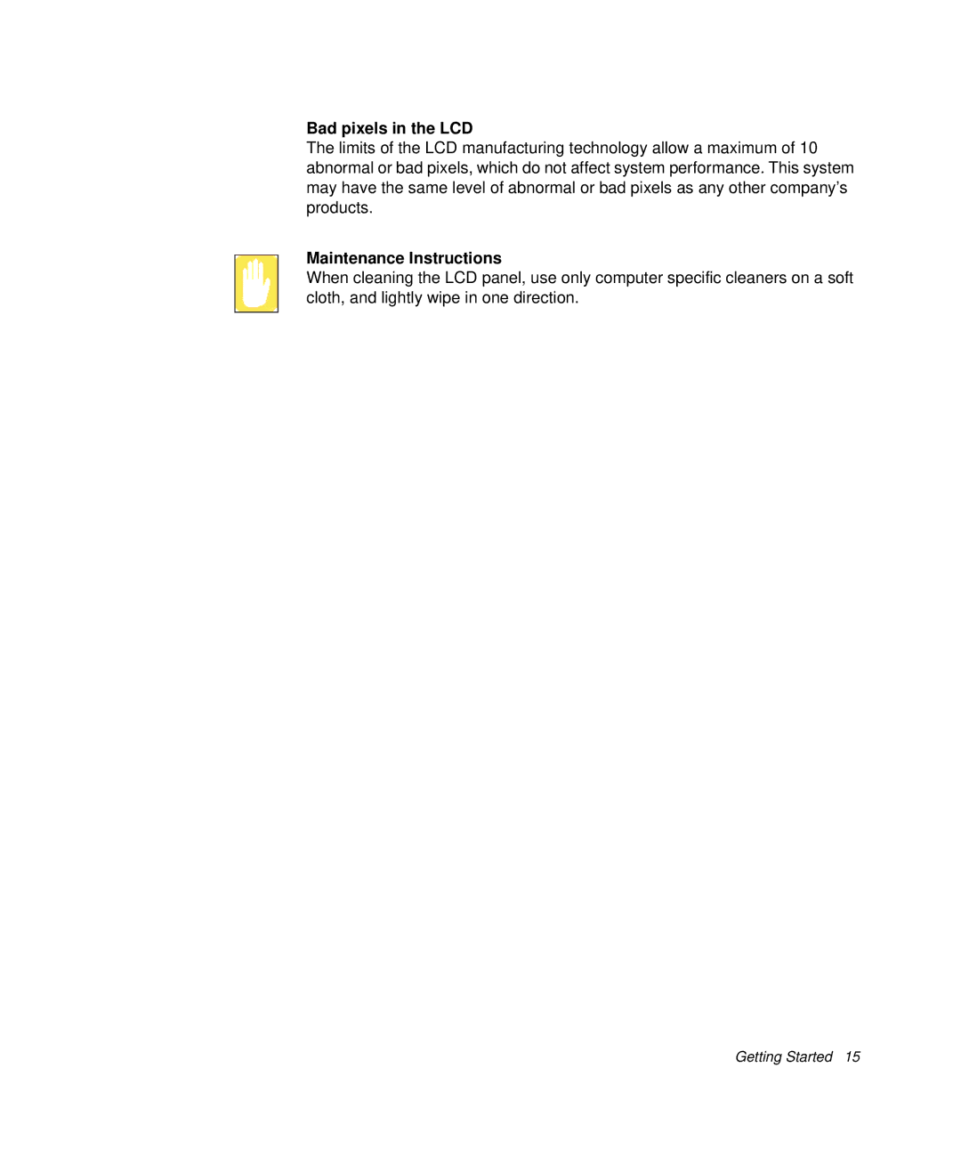 Samsung NP-X1-C001/SEB manual Bad pixels in the LCD, Maintenance Instructions 