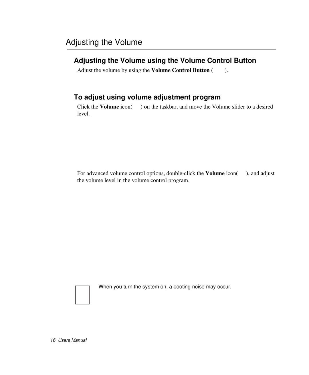 Samsung NP-X1-C001/SEB Adjusting the Volume using the Volume Control Button, To adjust using volume adjustment program 