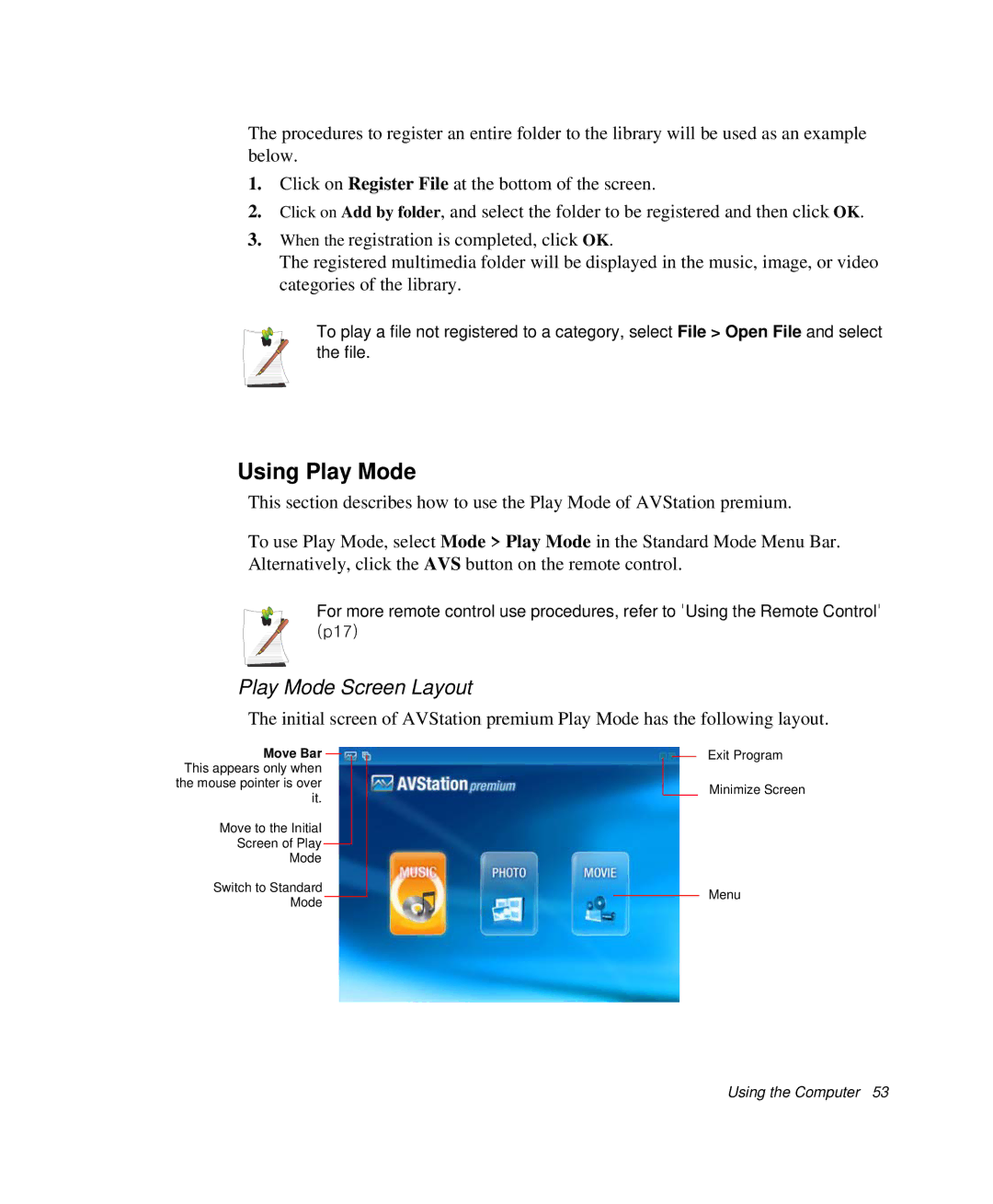 Samsung NP-X1-C001/SEB manual Using Play Mode, Play Mode Screen Layout 