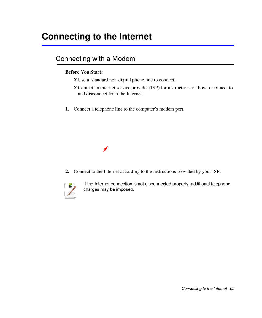 Samsung NP-X1-C001/SEB manual Connecting with a Modem, Before You Start 