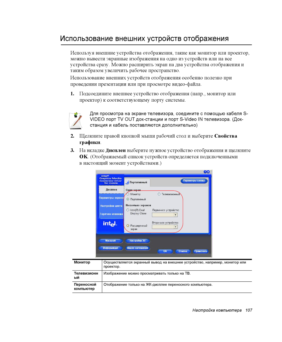 Samsung NP-X1-C000/SER, NP-X1-C001/SER manual Использование внешних устройств отображения 