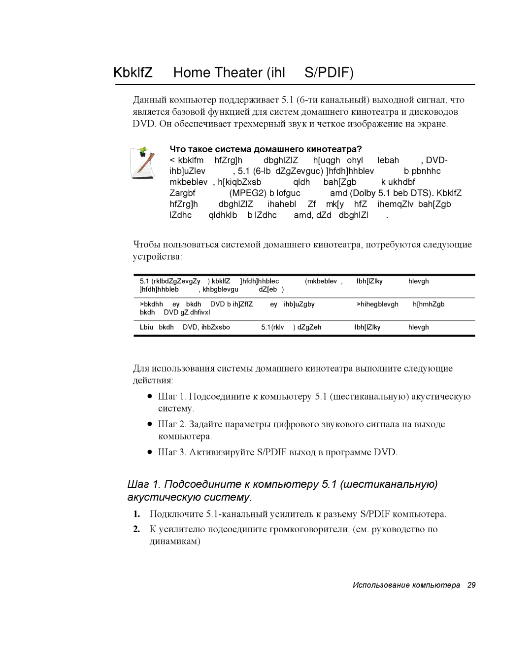 Samsung NP-X1-C000/SER, NP-X1-C001/SER manual Система Home Theater порт S/PDIF, Что такое система домашнего кинотеатра? 