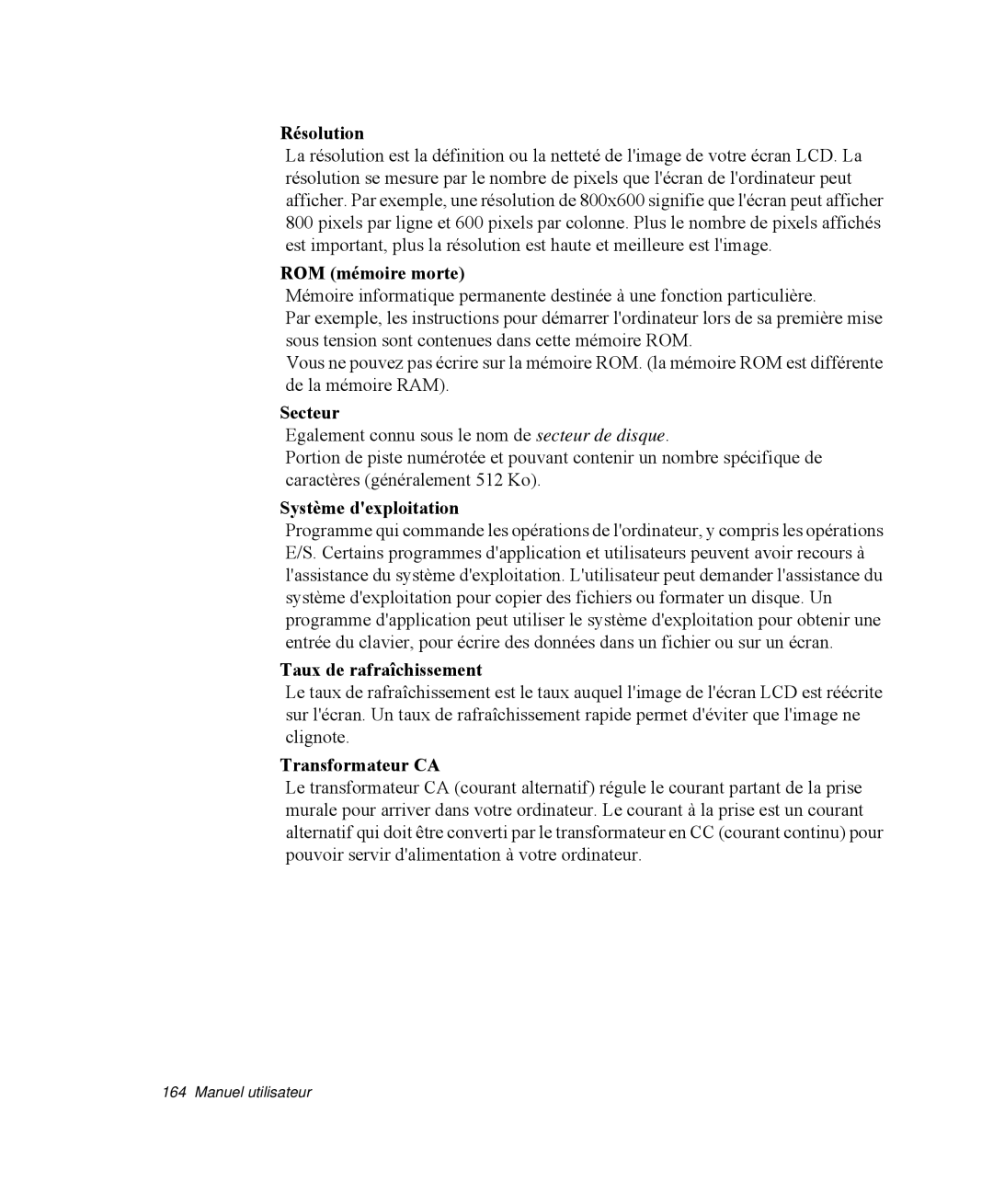 Samsung NP-X1-T002/SEF manual Résolution, ROM mémoire morte, Secteur, Système dexploitation, Taux de rafraîchissement 