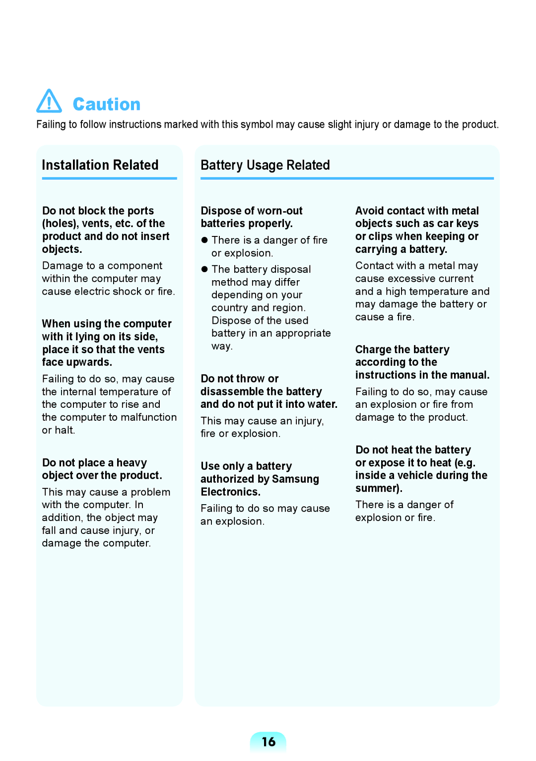 Samsung NP-X118-DA01RU Installation Related Battery Usage Related, Use only a battery authorized by Samsung Electronics 